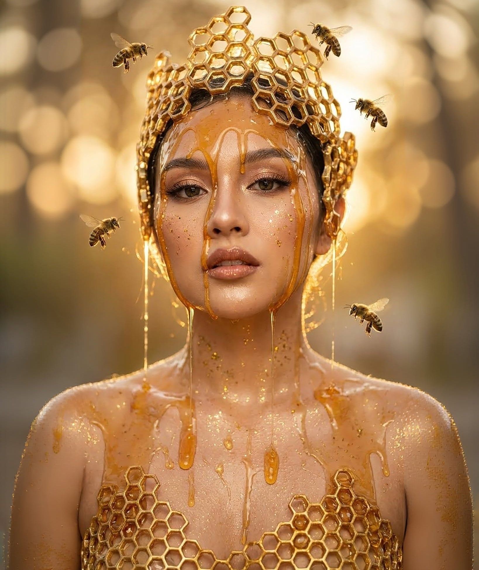 Elegant Dripping Golden Honey Queen