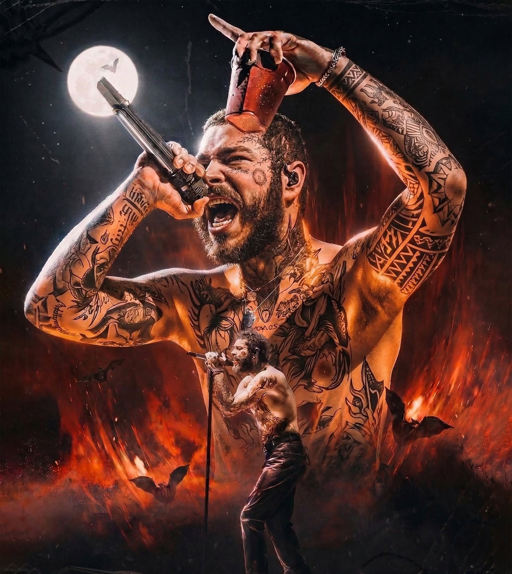 Fiery Rock Legend Double Exposure