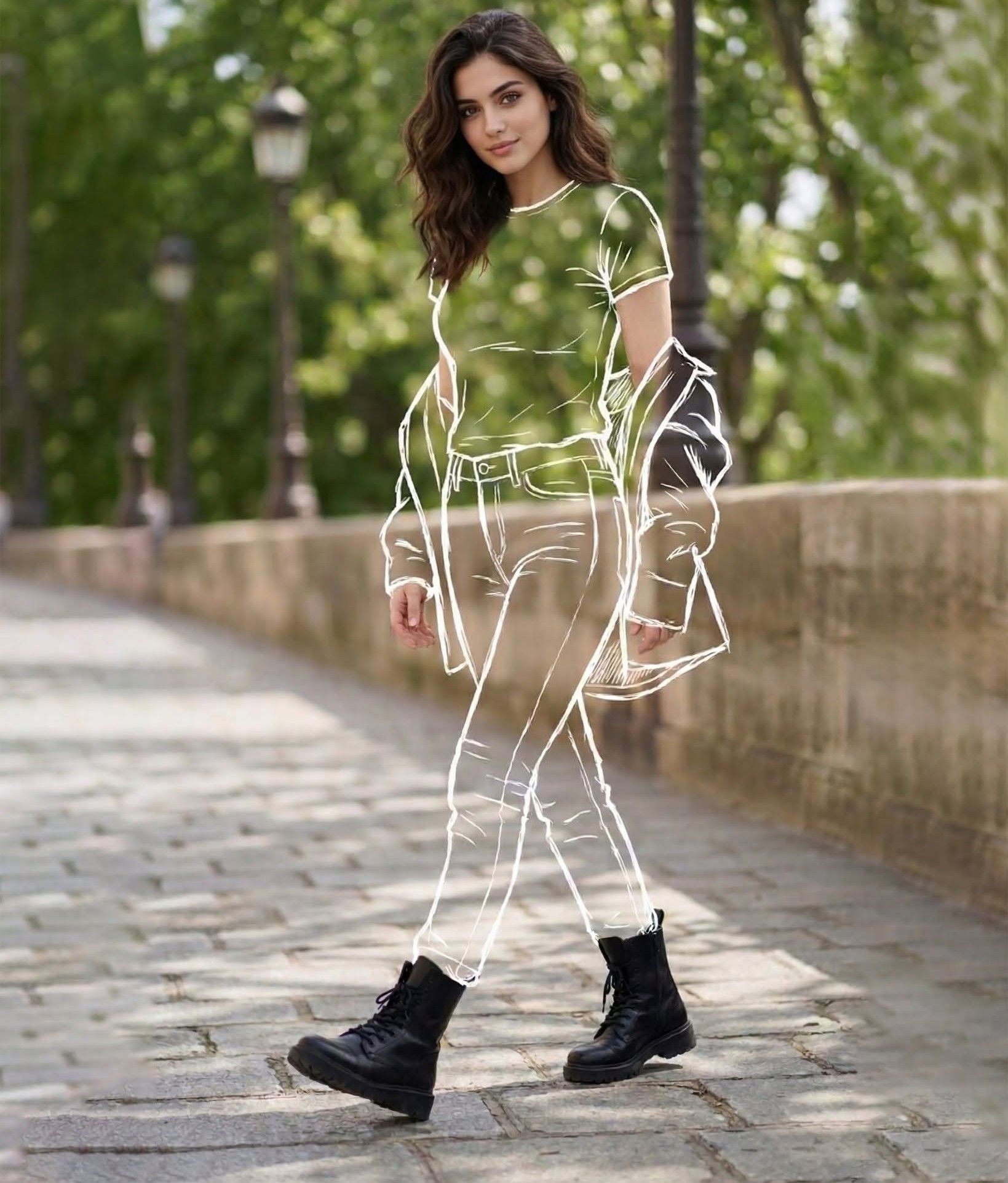 Glowing Fashion Sketch Overlay