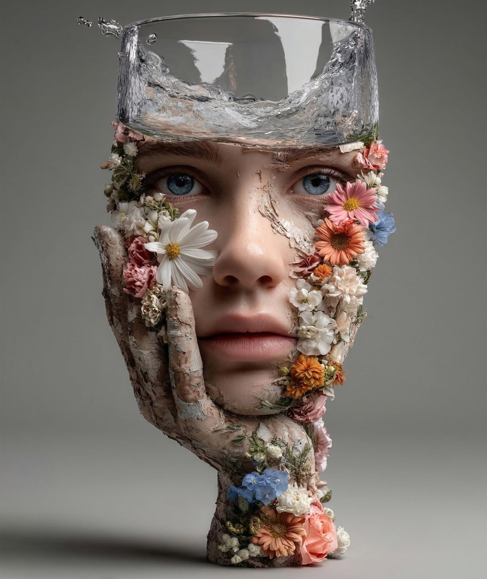 Surreal Water Bloom: Hand Portrait