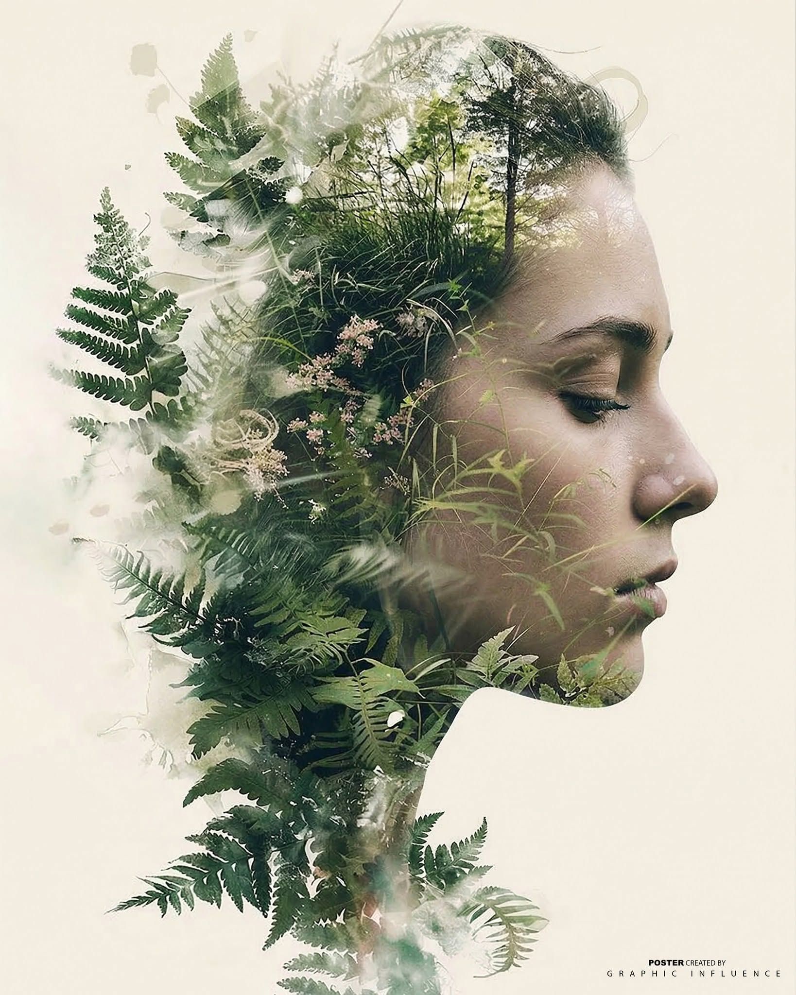 Ethereal Woman Forest Double Exposure