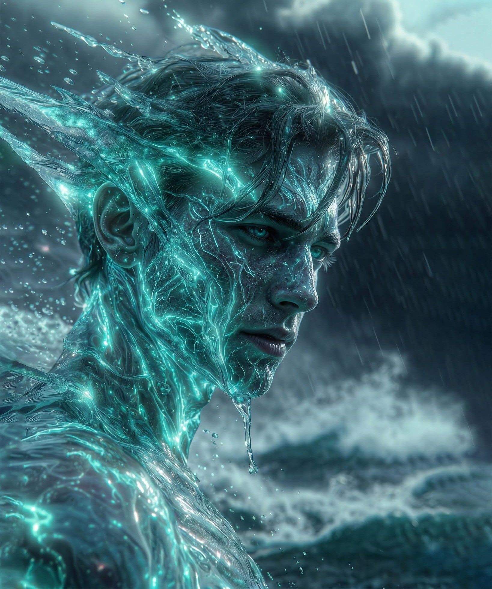 Turquoise Liquid Elemental Rises from Storm