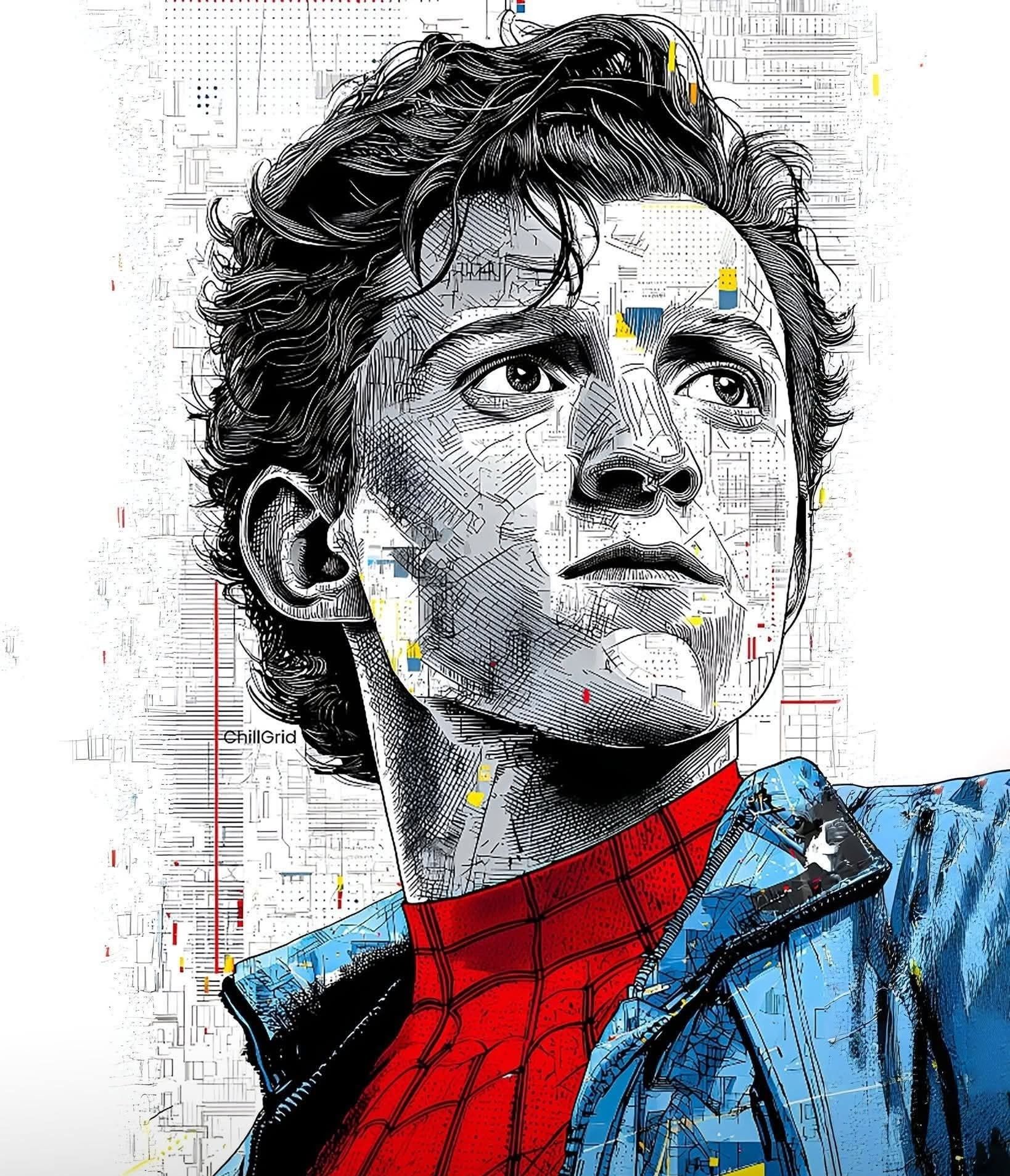 Cyberpunk Spider-Man Blueprint Portrait