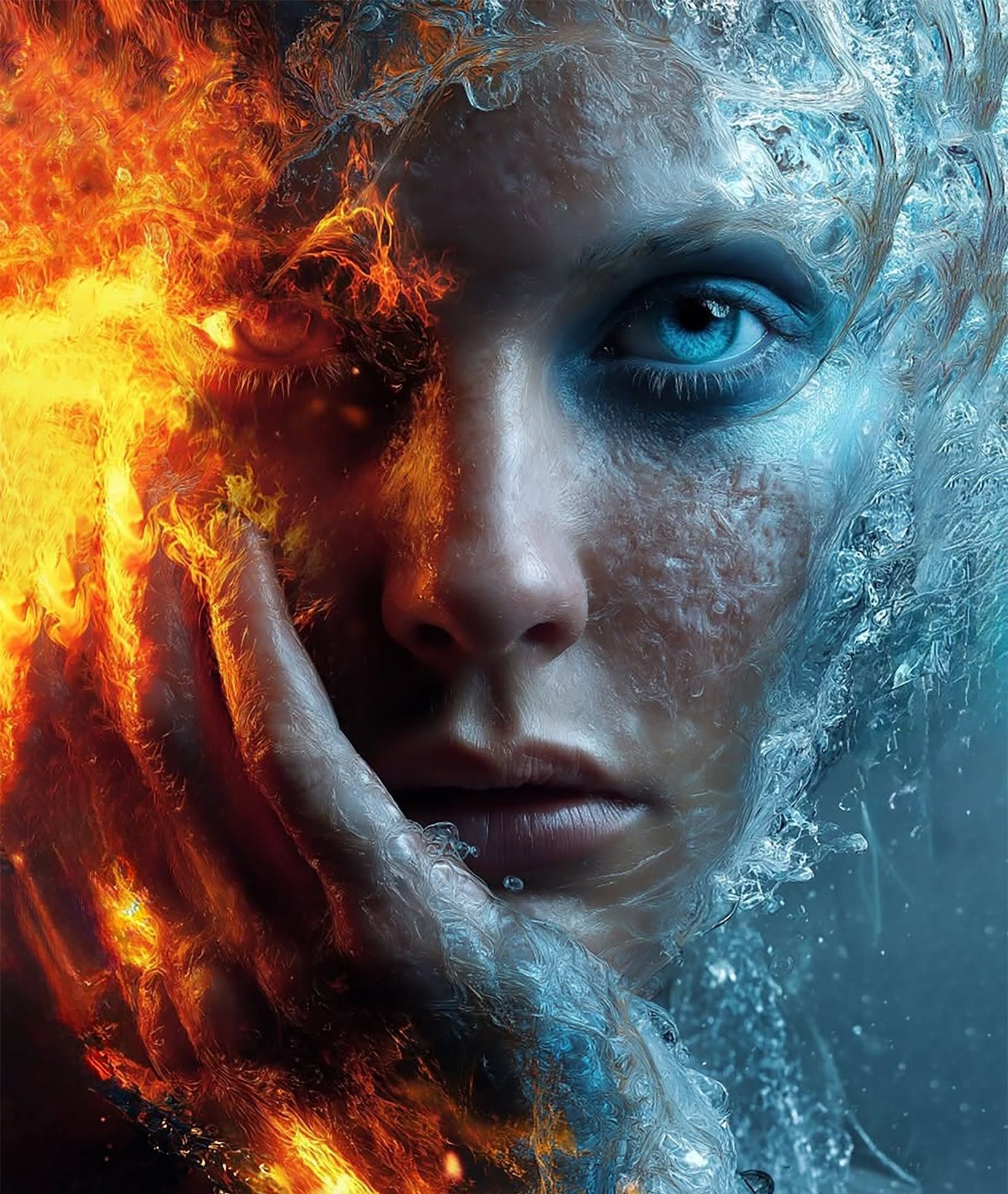 Split Fire and Ice Portrait