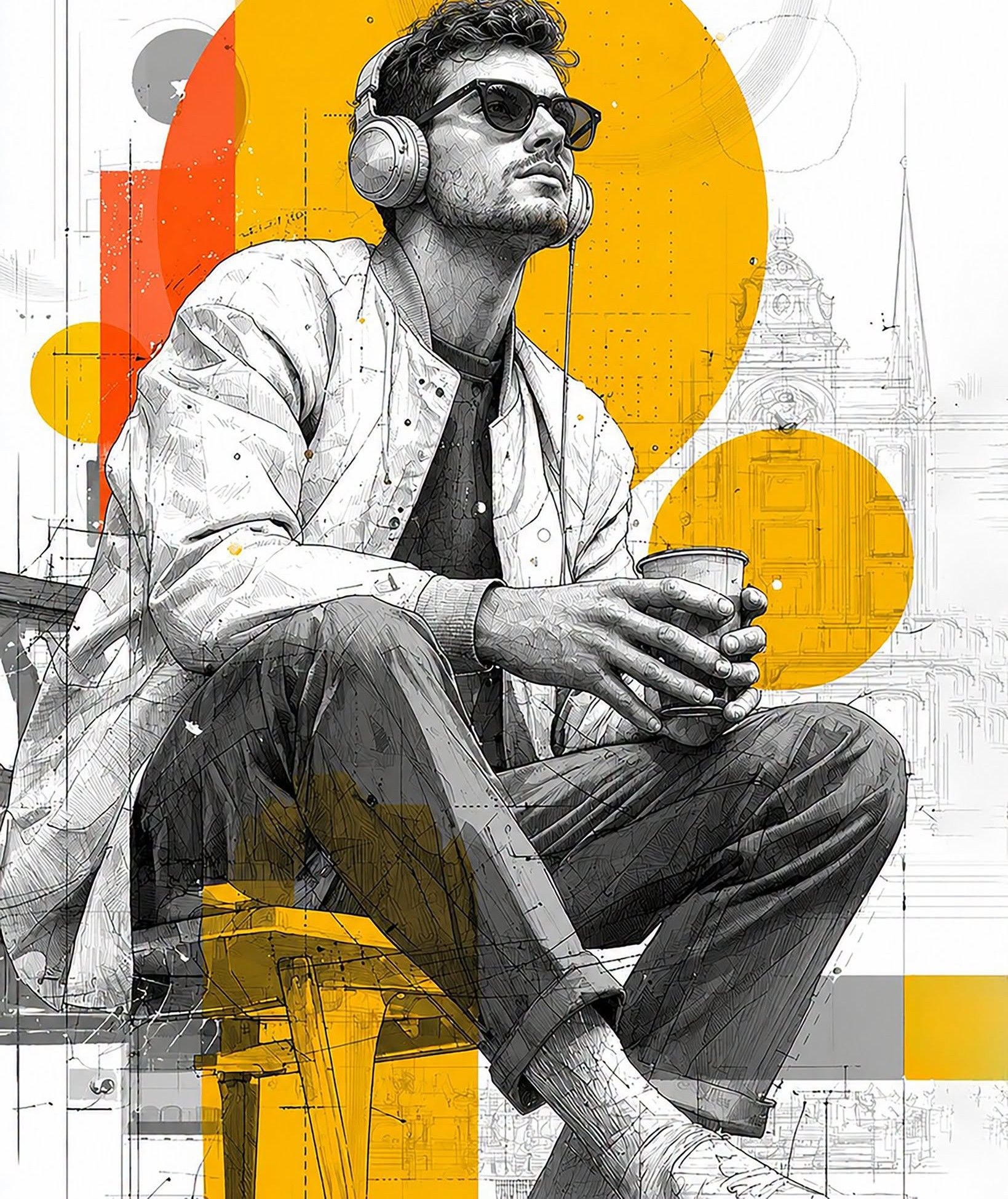 Stylish Man, Geometric Editorial Poster