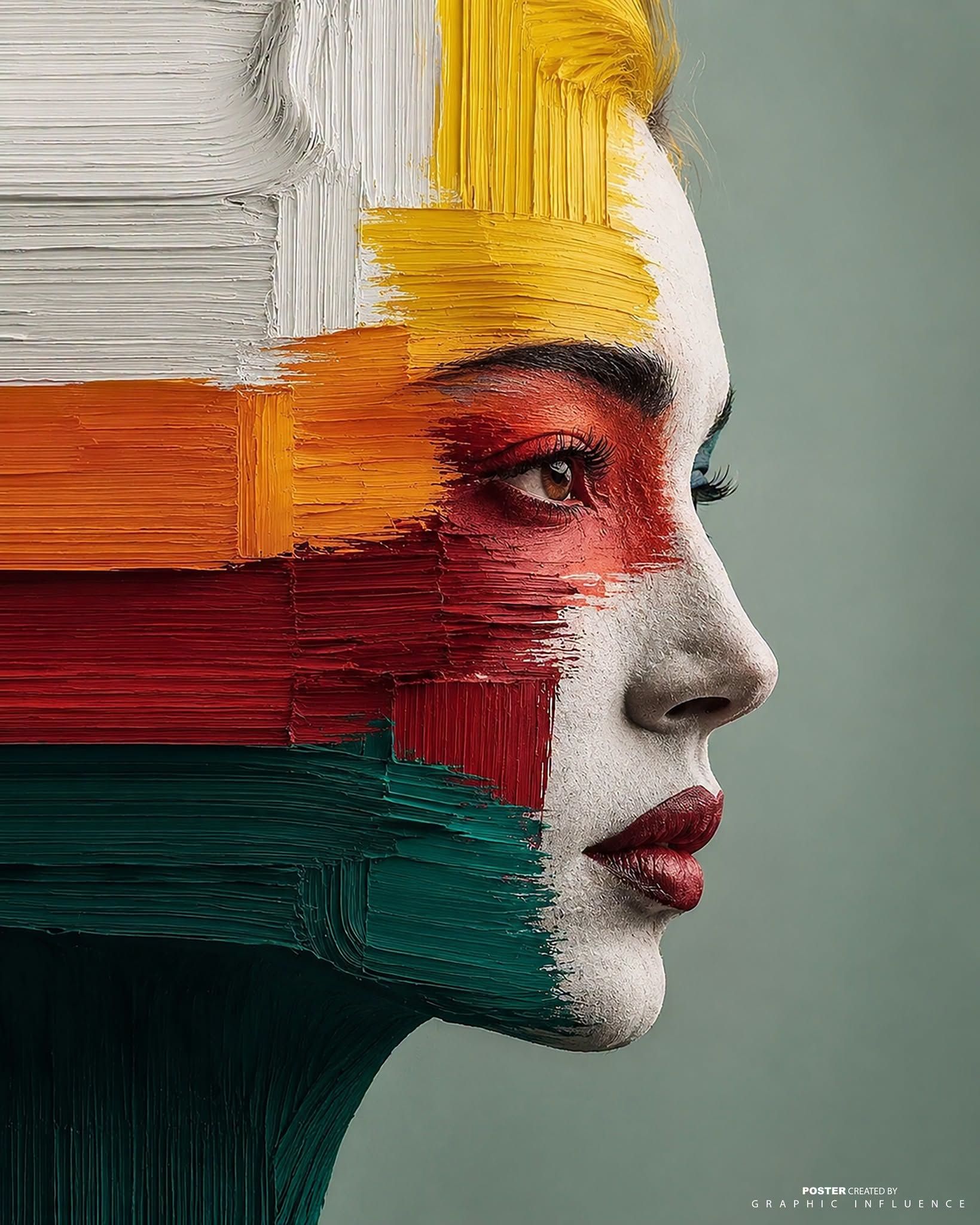 Impasto Fusion: Woman's Abstracted Face