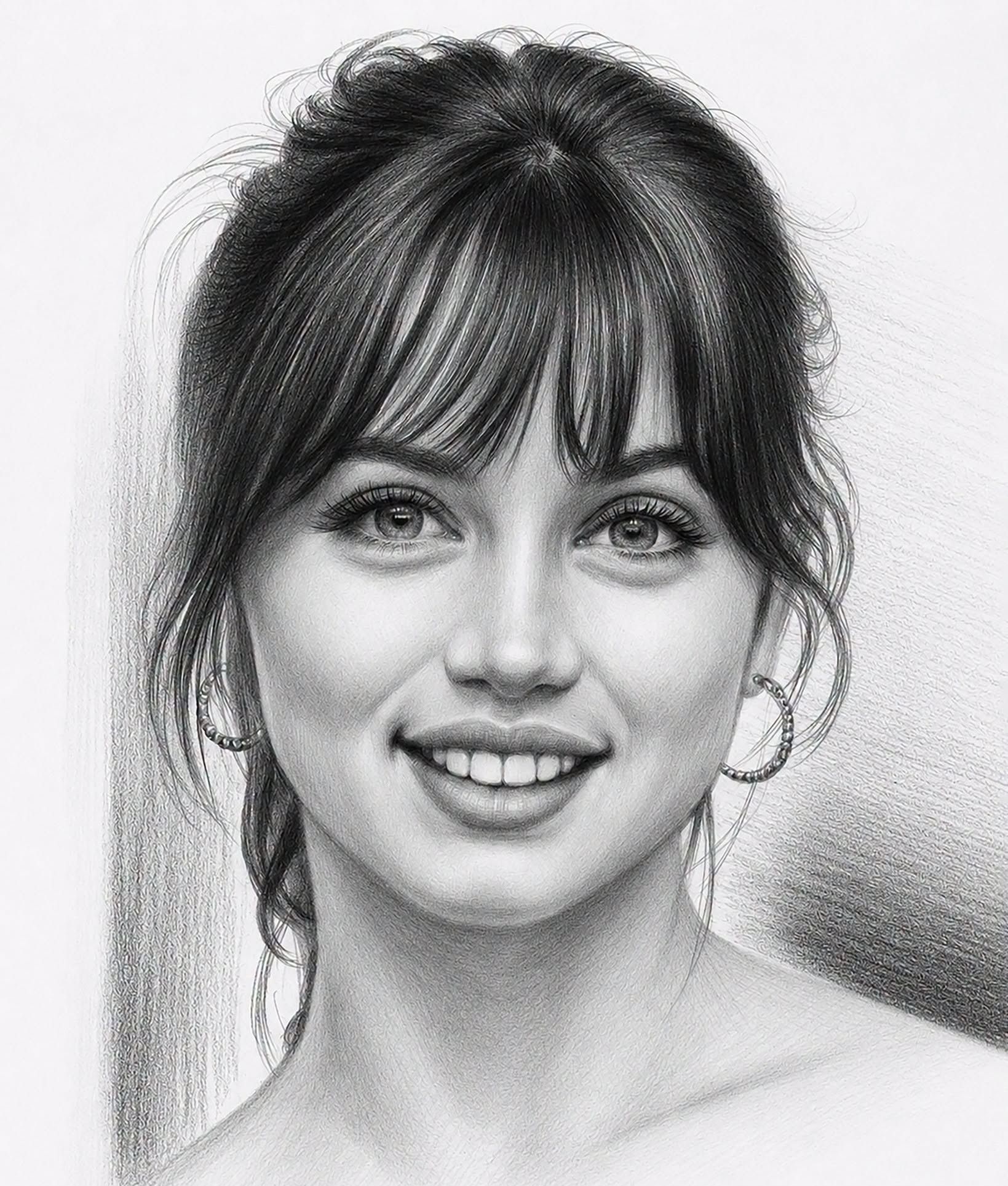 Hyperrealistic Graphite Portrait: Gentle Smile