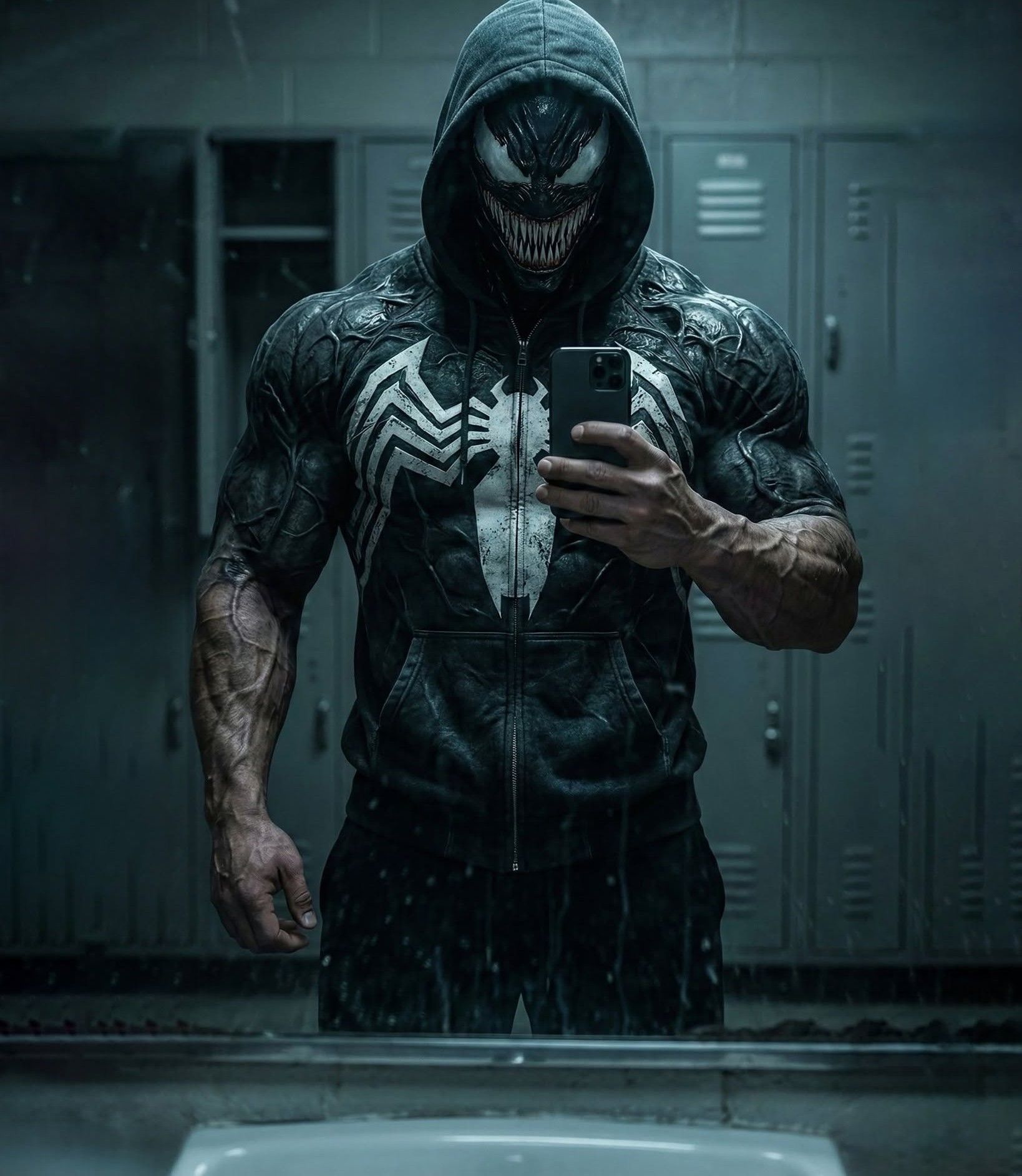 Dark Symbiote Gym Selfie