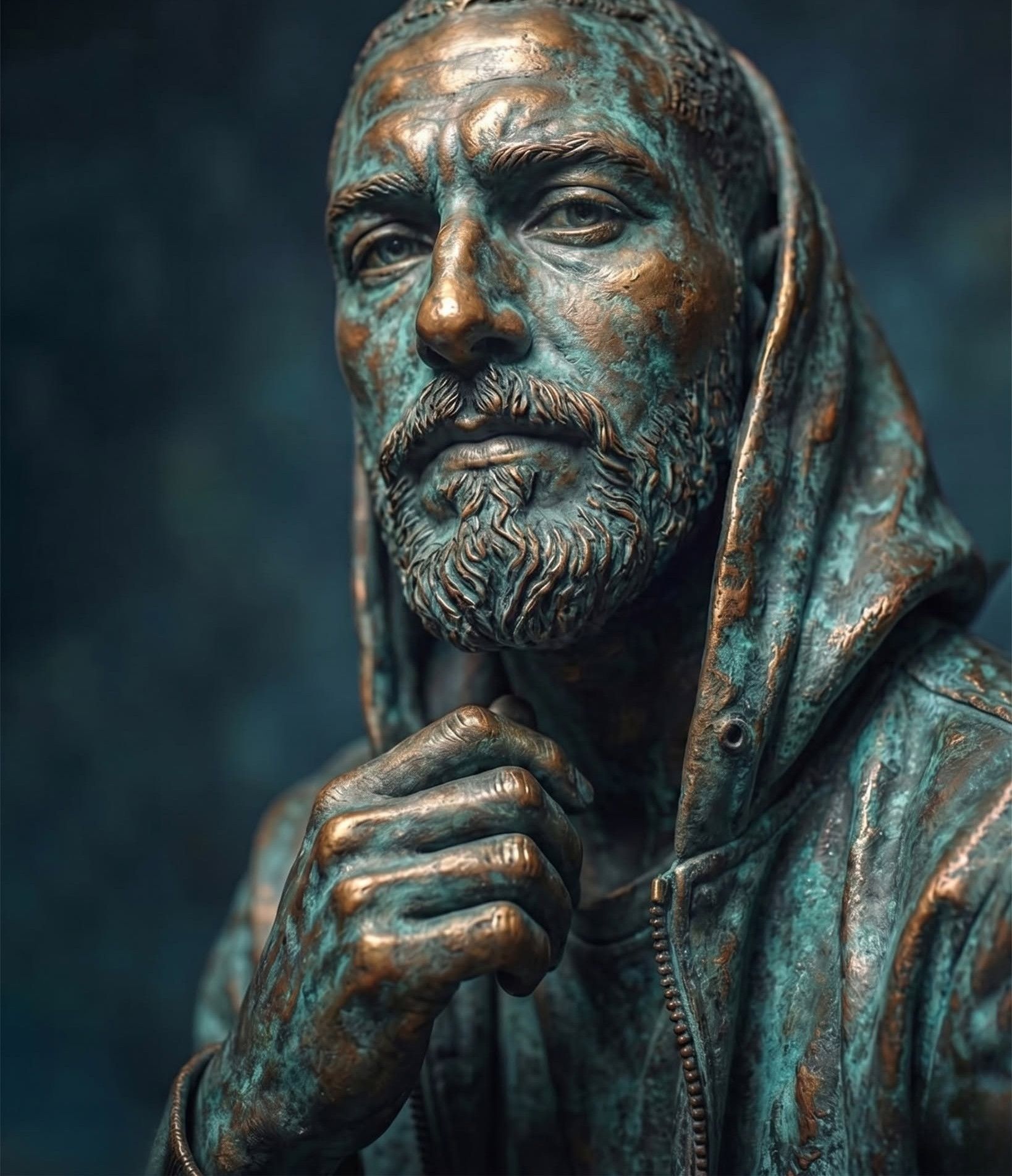 Renaissance Futurist Bronze Contemplation