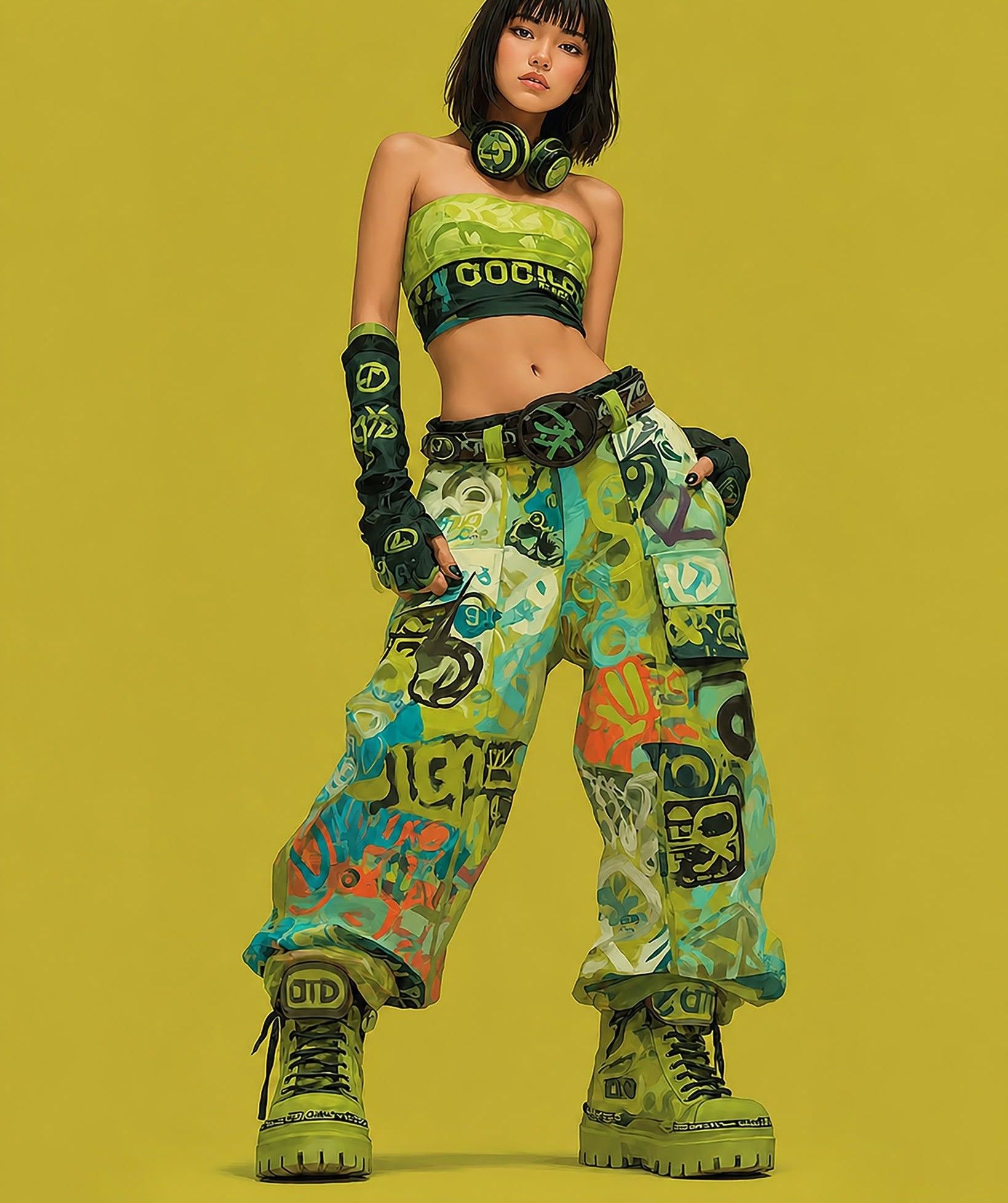 Neon Graffiti Queen: Urban Style Poster