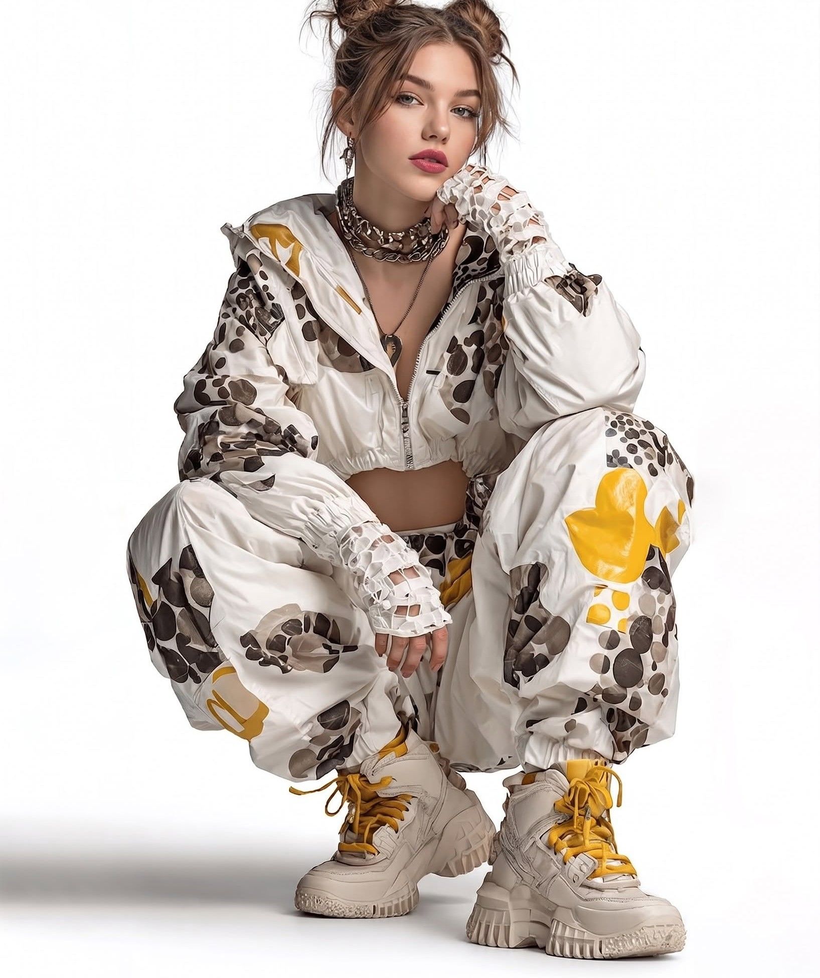 Space Buns Windbreaker Fashion Editorial