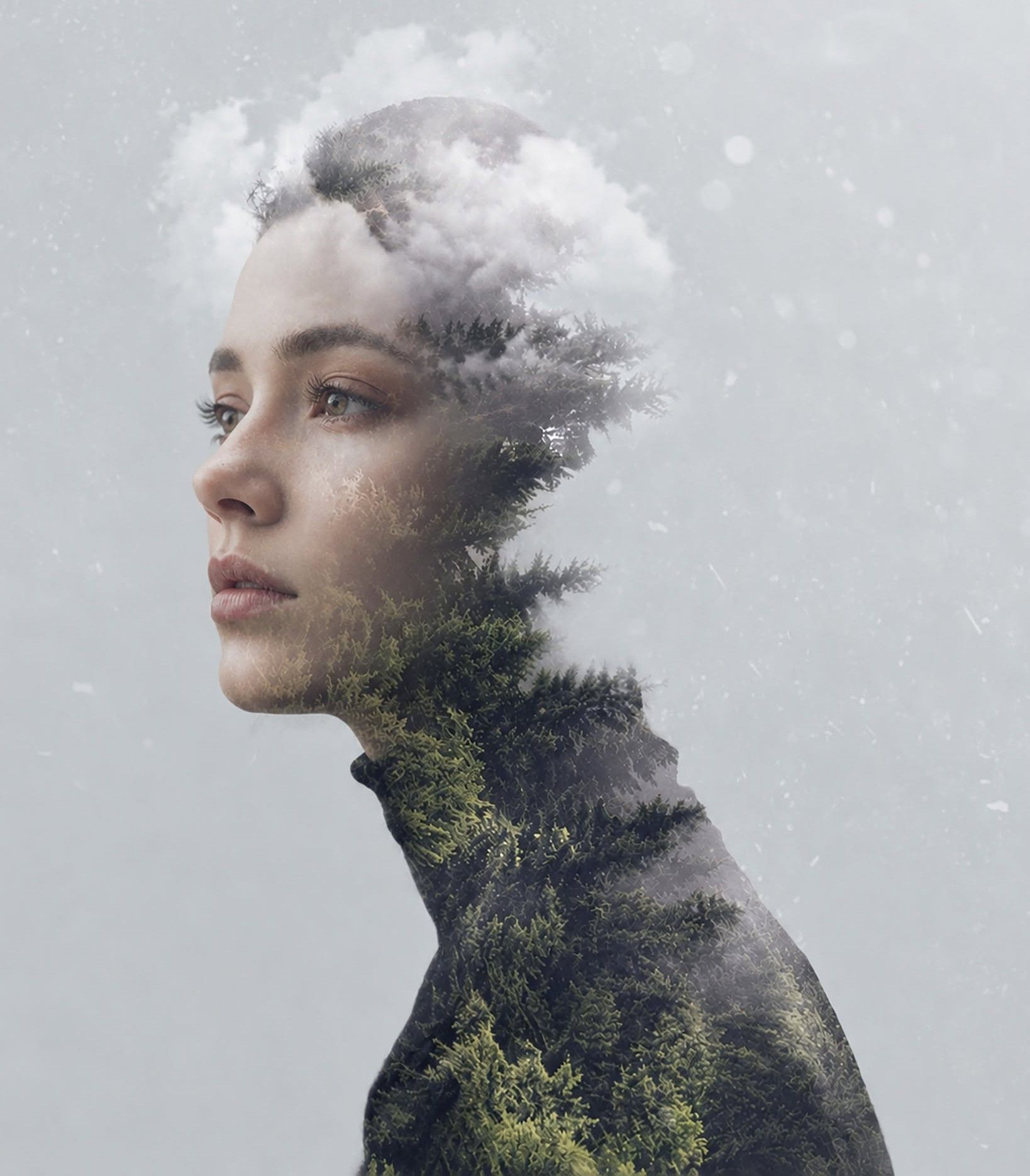 Ethereal Forest Cloud Profile Portrait