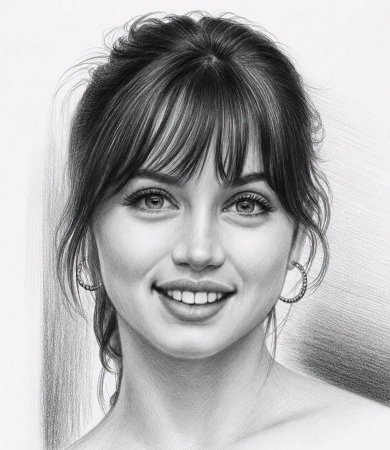 Hyper-Realistic Graphite Portrait: Gentle Smile