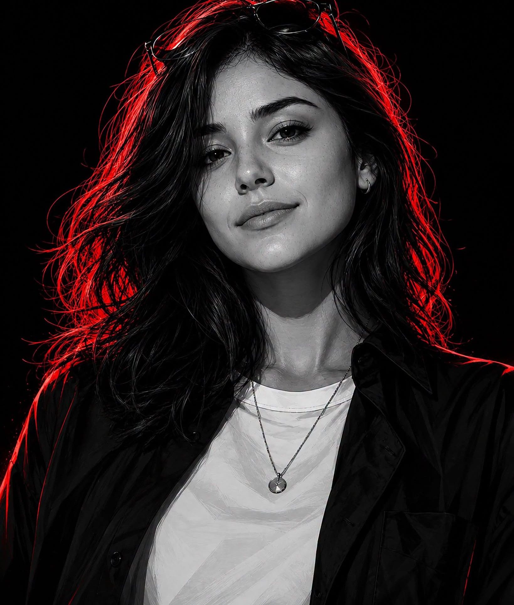Red Neon Monochrome Magazine Cover