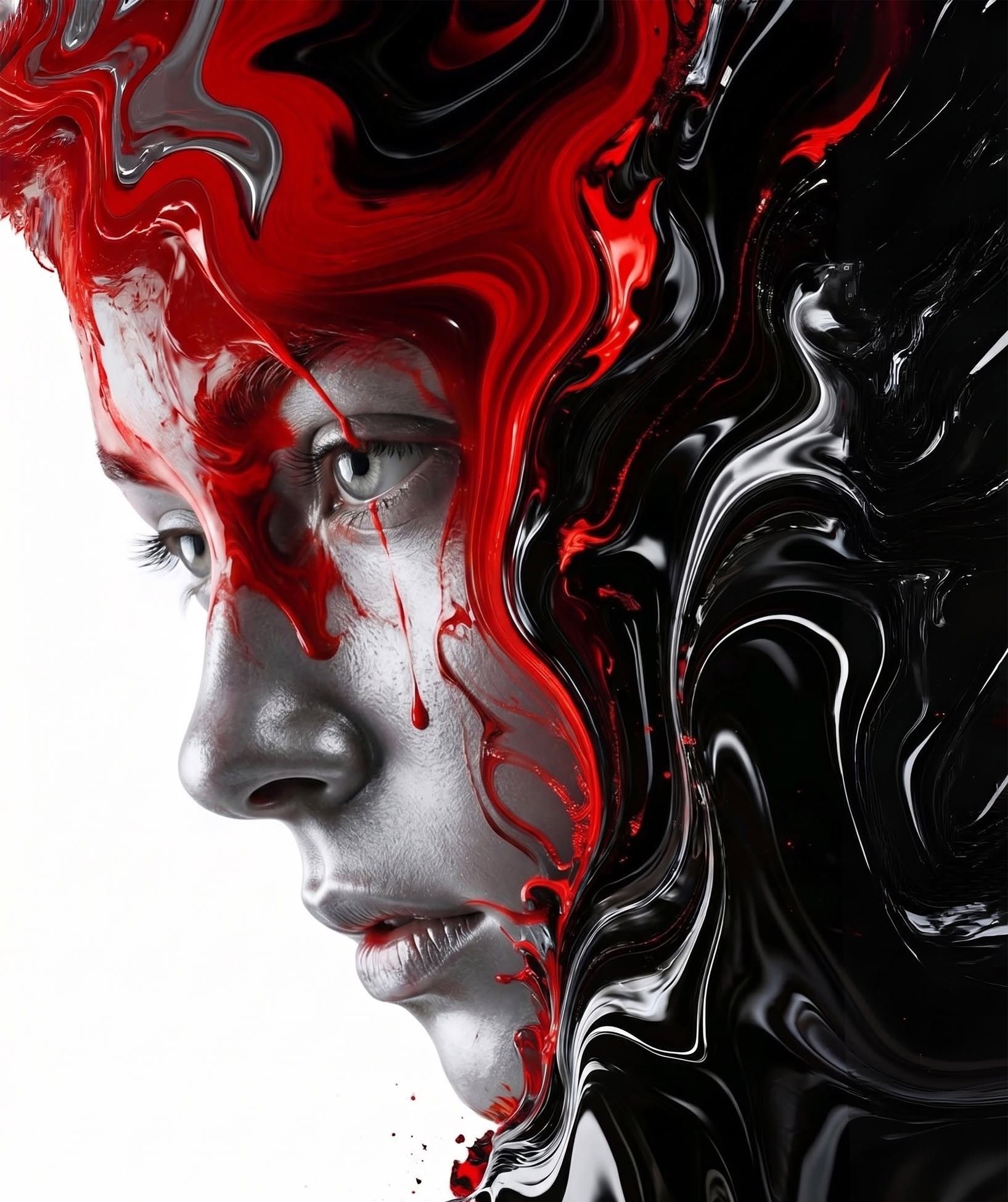 Surreal Fluid Metallic Woman