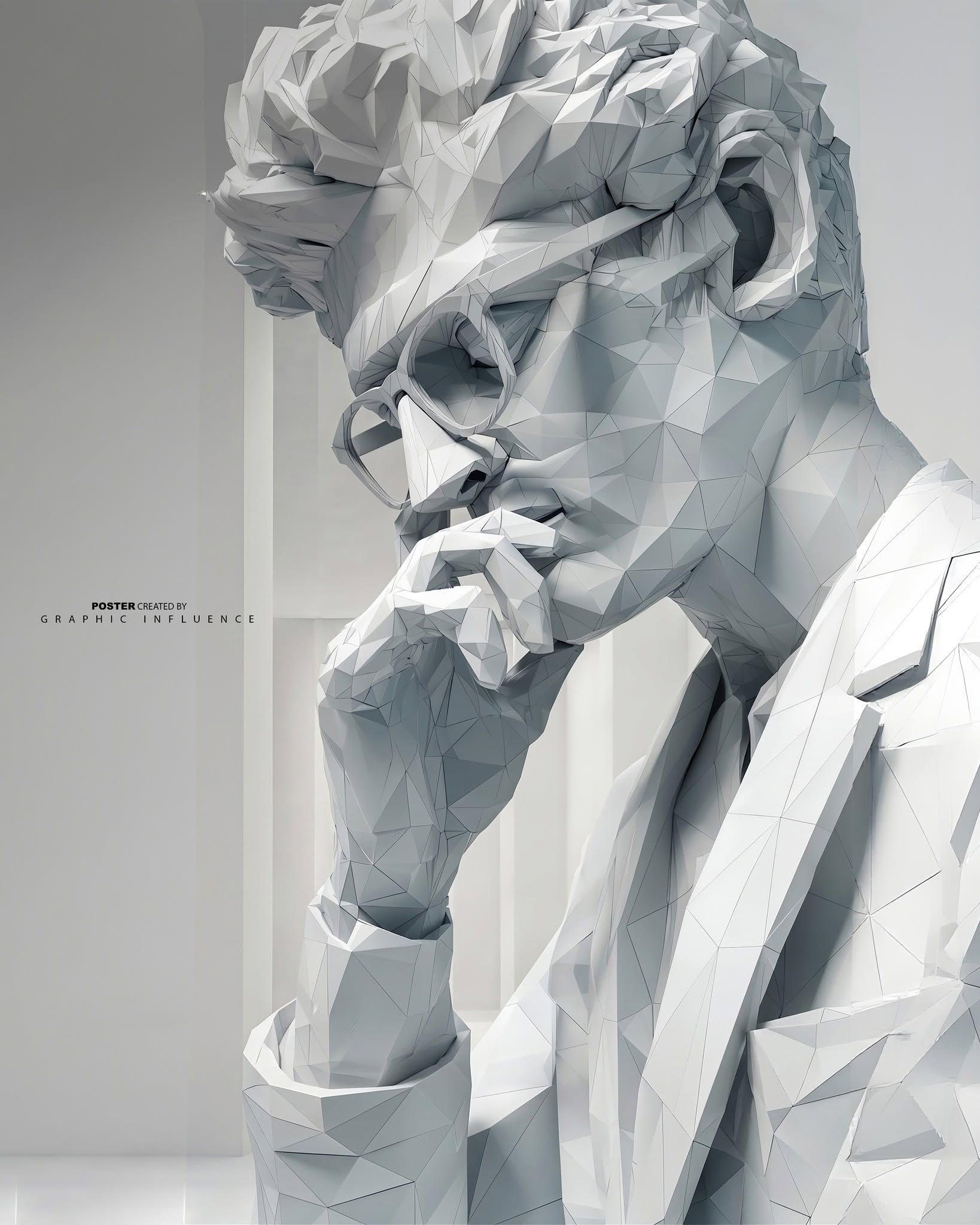 Minimalist Faceted Thinker Sculpture