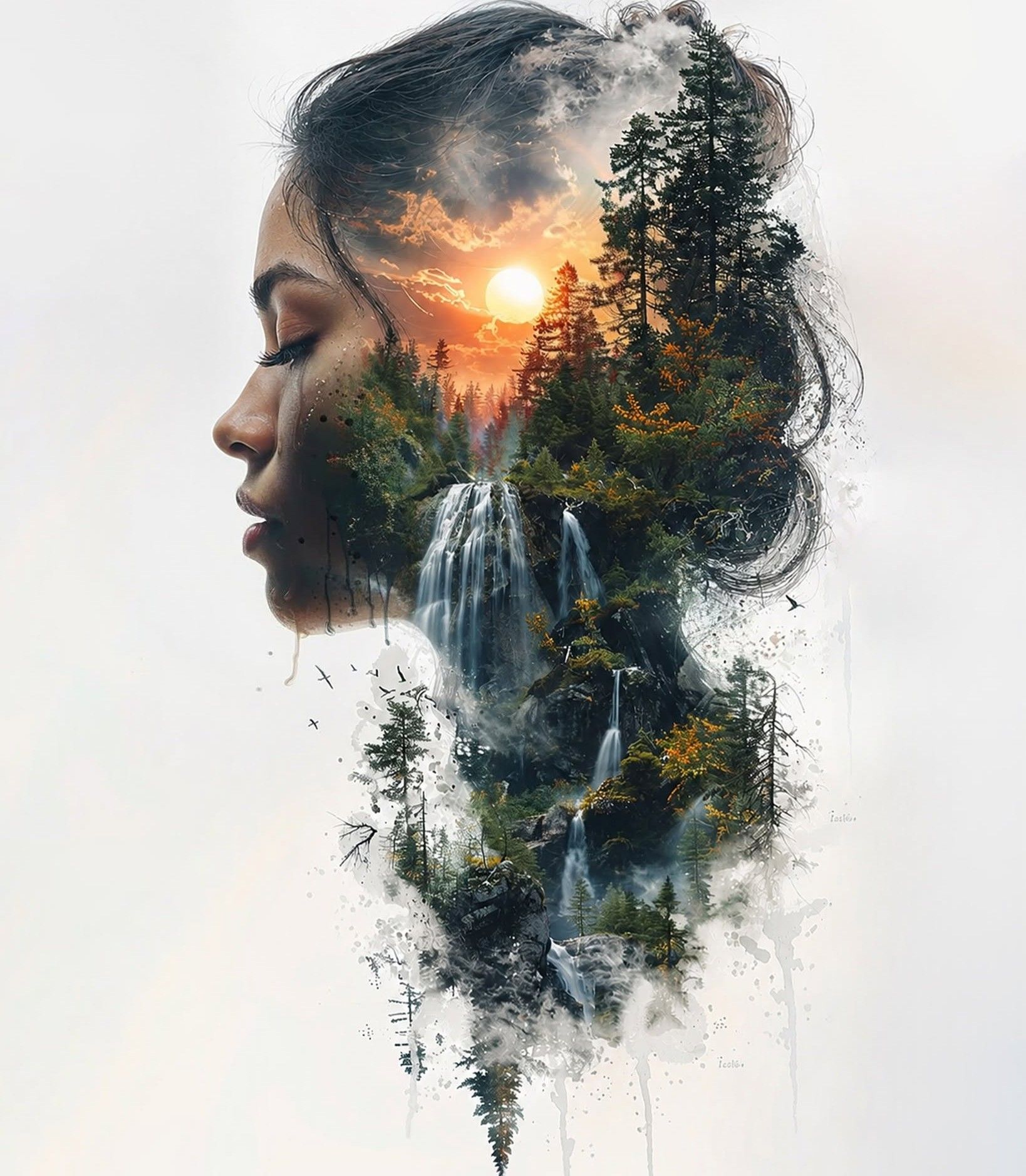 Serene Forest Spirit Double Exposure