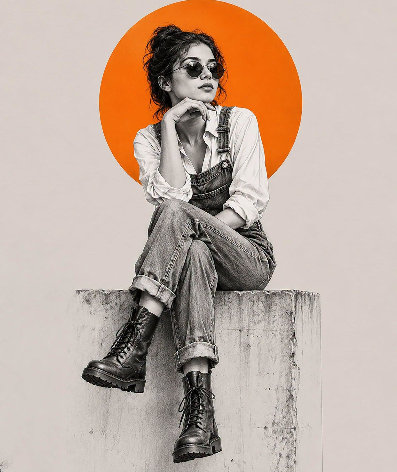 Orange Halo Vintage Monochrome Portrait