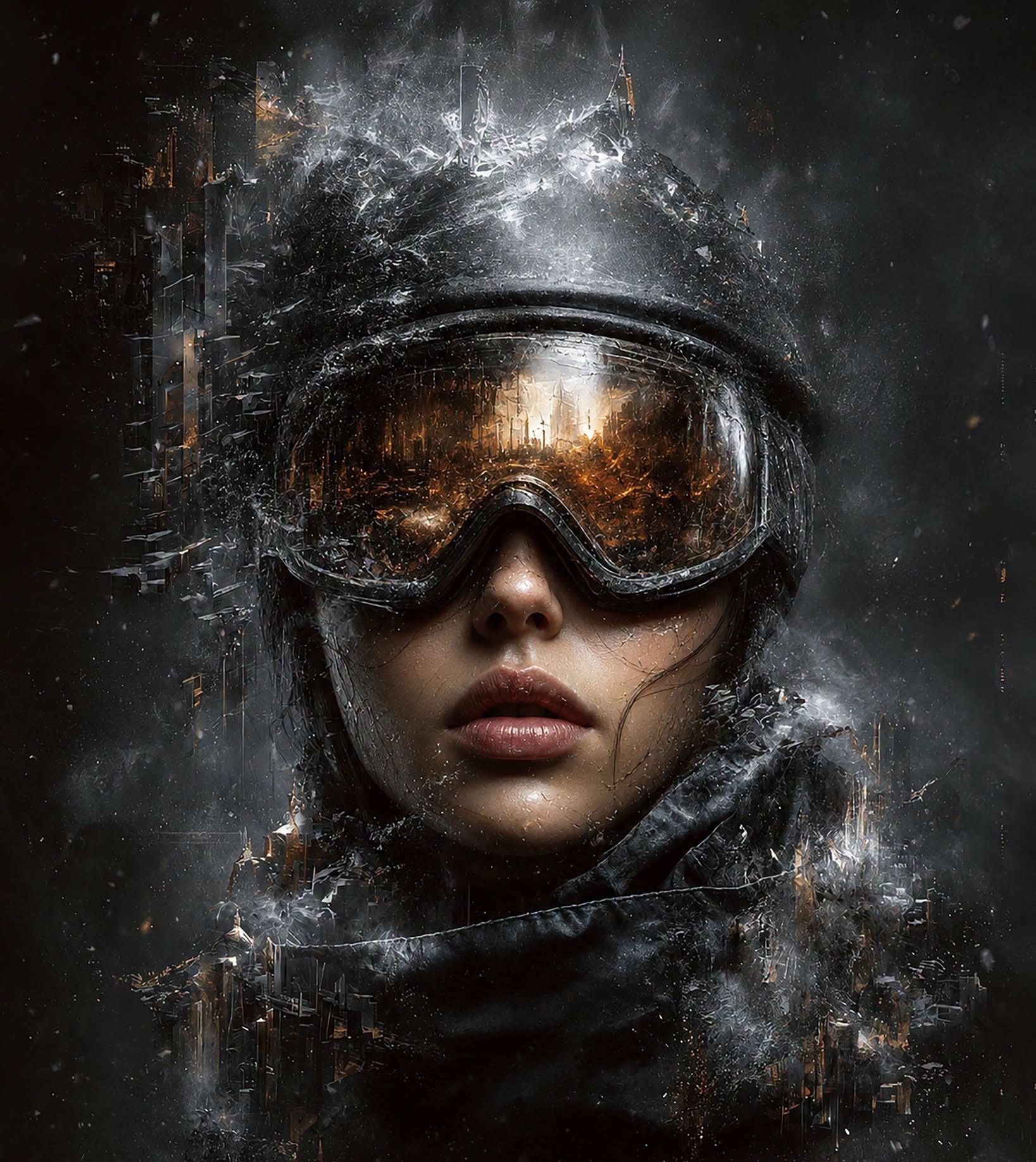 Burning Megacity: Warrior's Reflective Visor