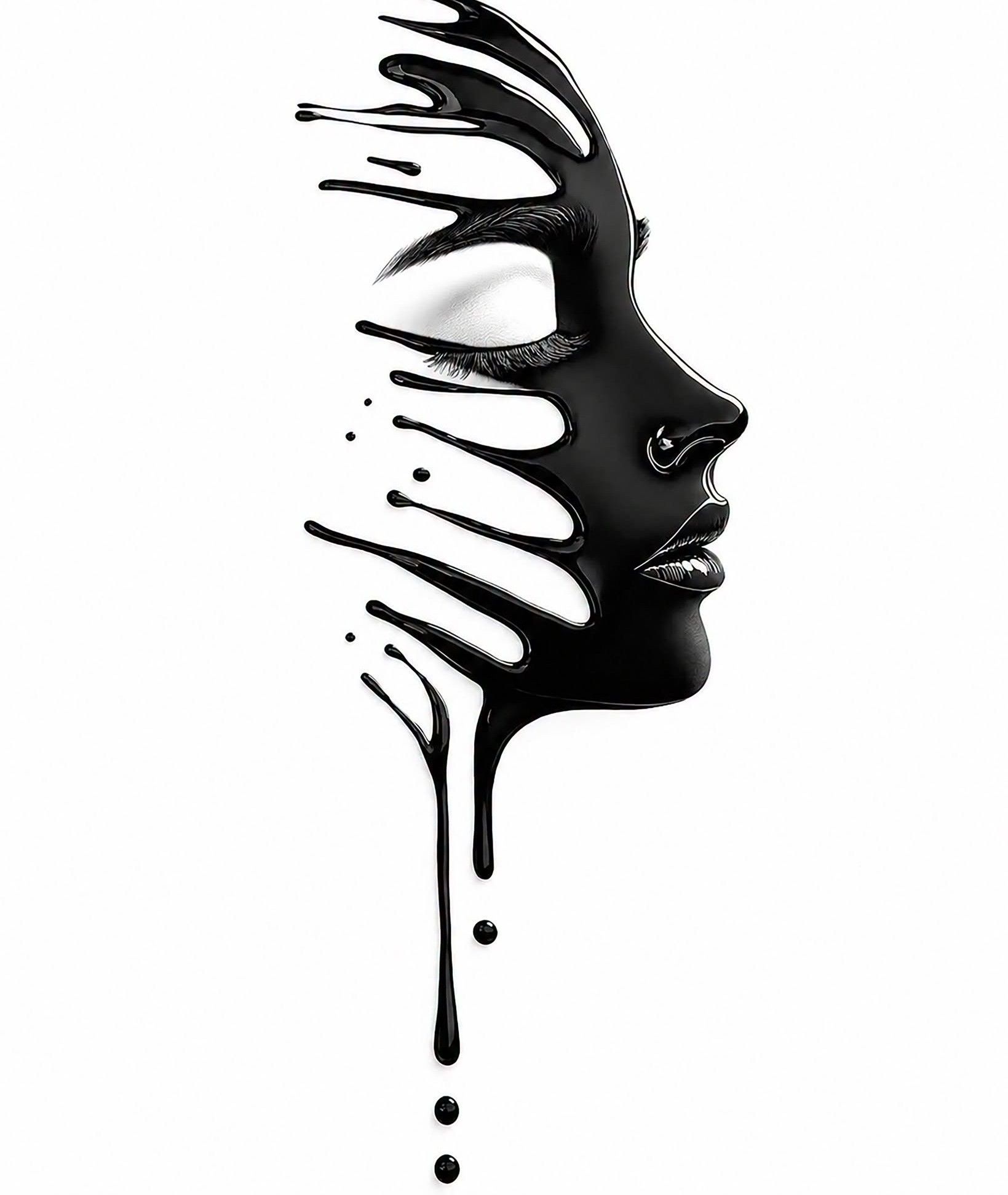 Minimalist Surreal Liquid Ink Woman