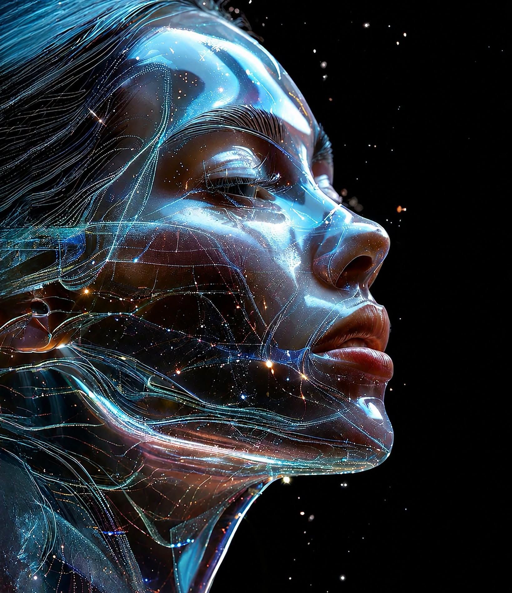Cybernetic Elegance: Glowing AI Portrait