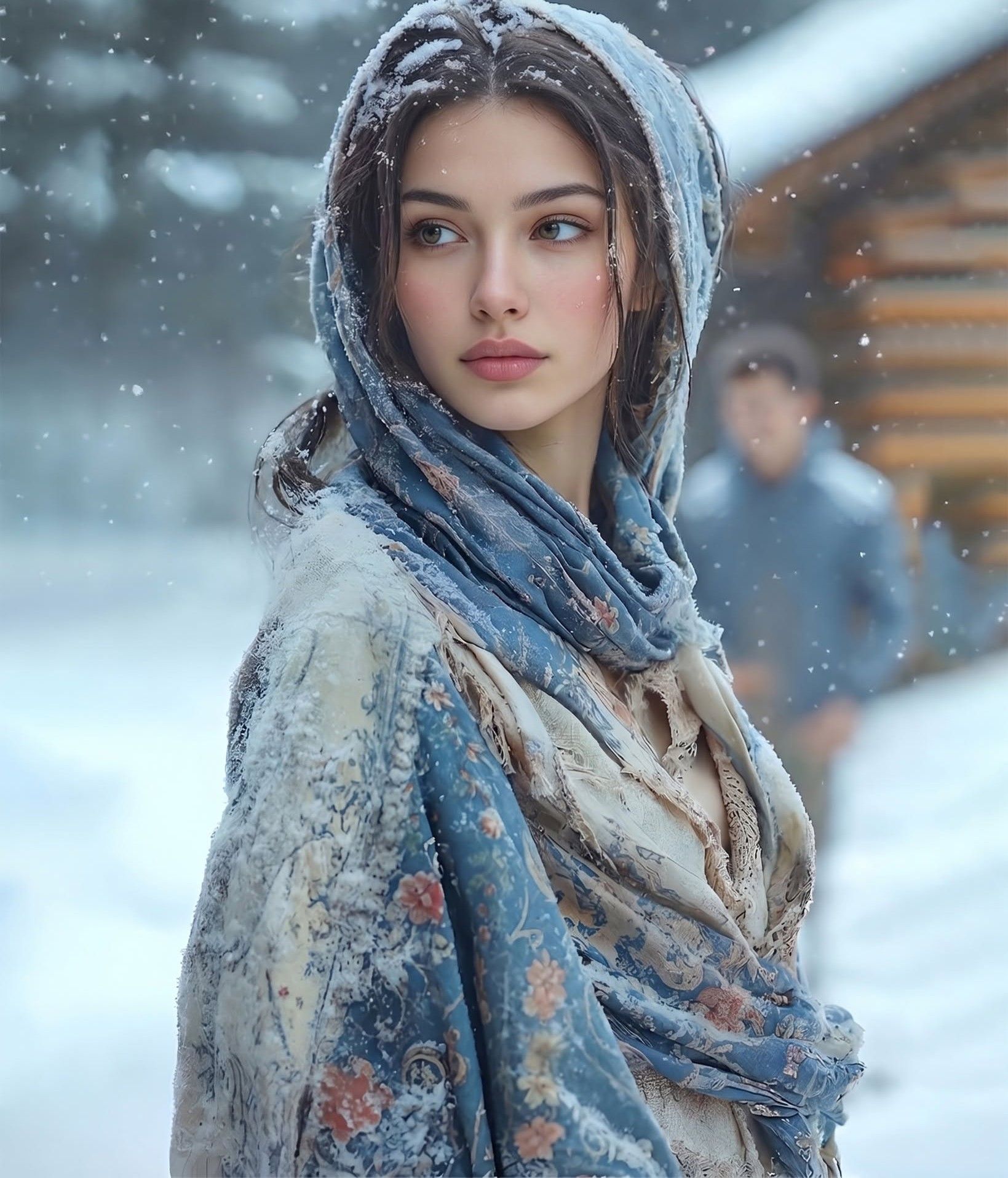 Winter Shawl Cinematic Portrait