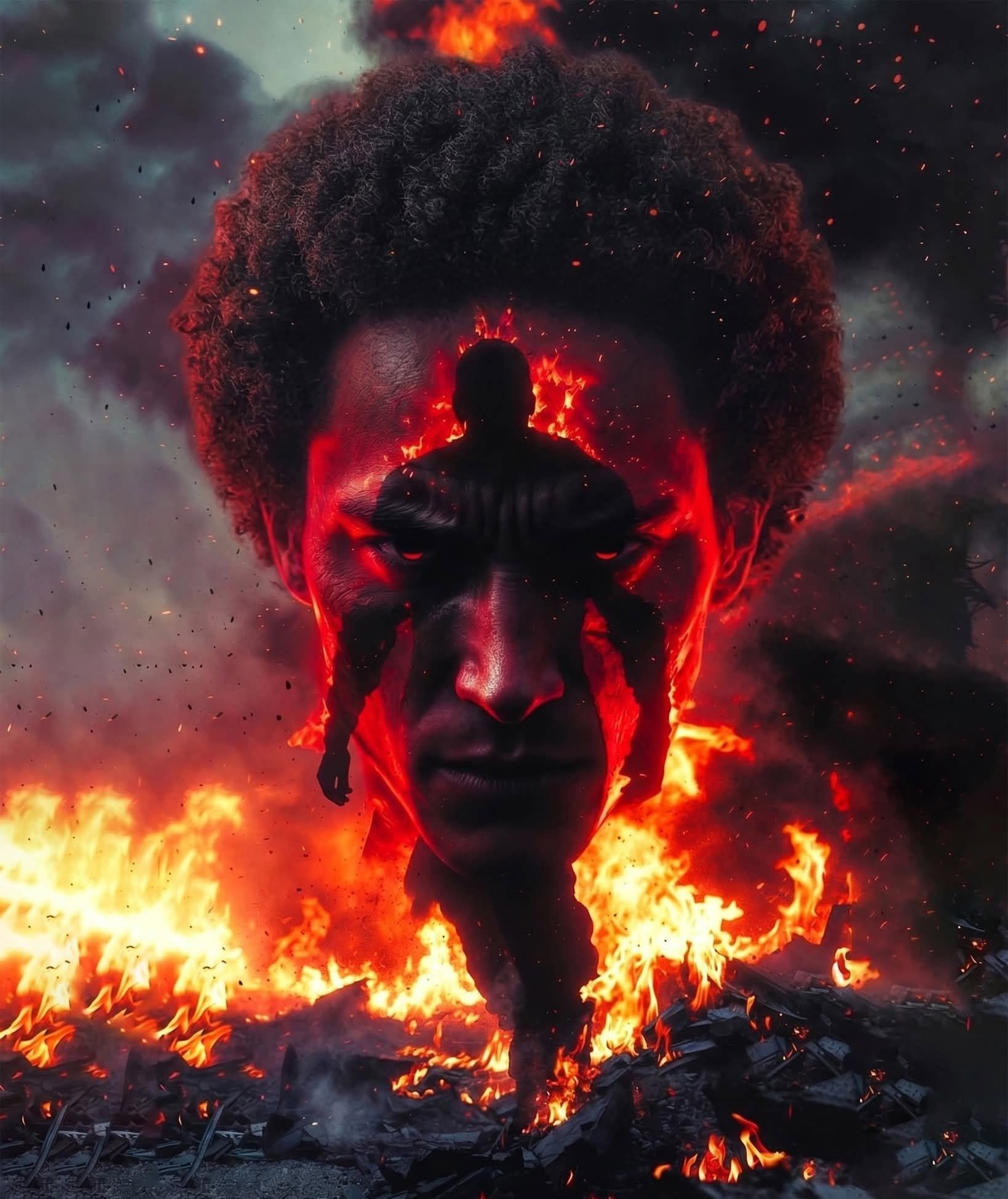 Fireborn Afro: Apocalyptic Double Exposure