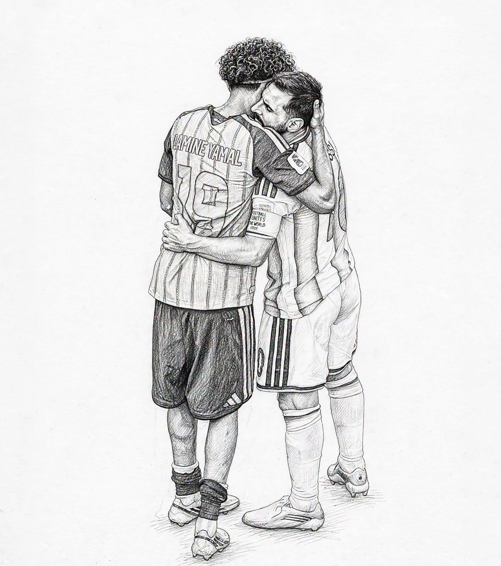 Emotional Embrace: Messi's GOAT Sketch