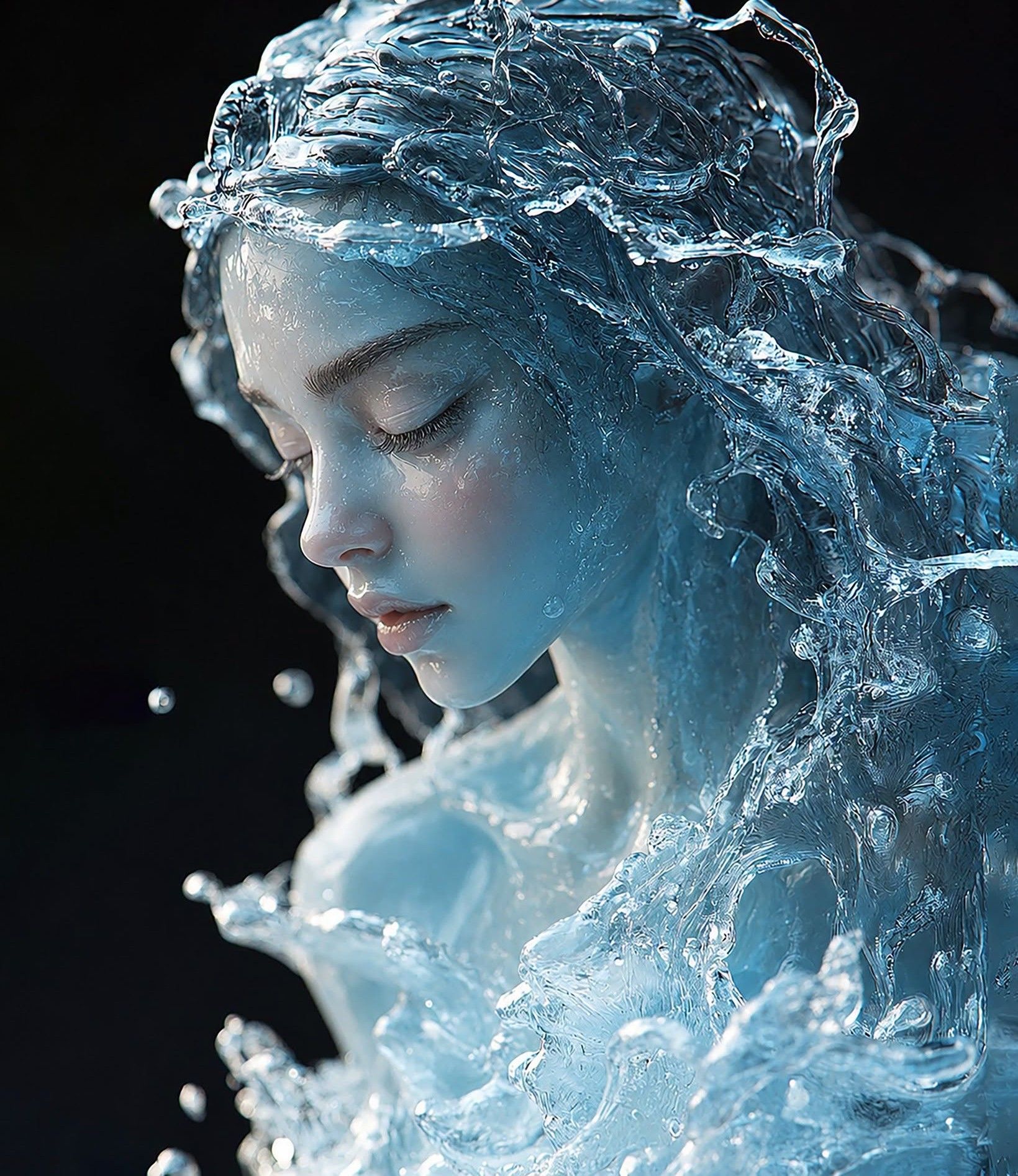 Icy Blue Liquid Glass Serenity