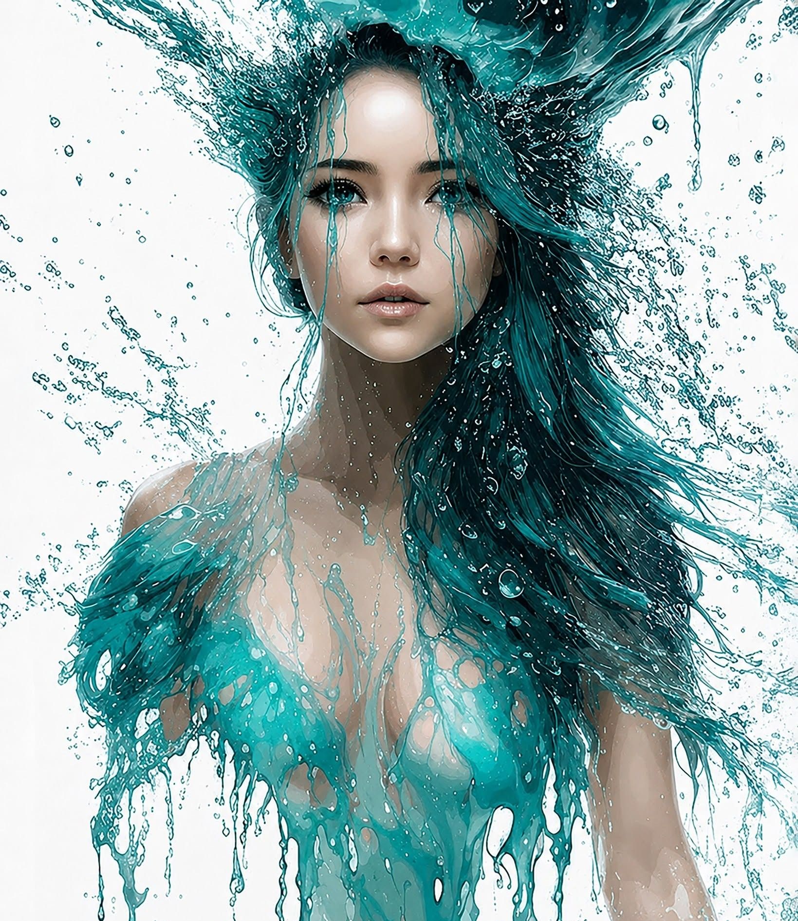 Turquoise Water Goddess Portrait