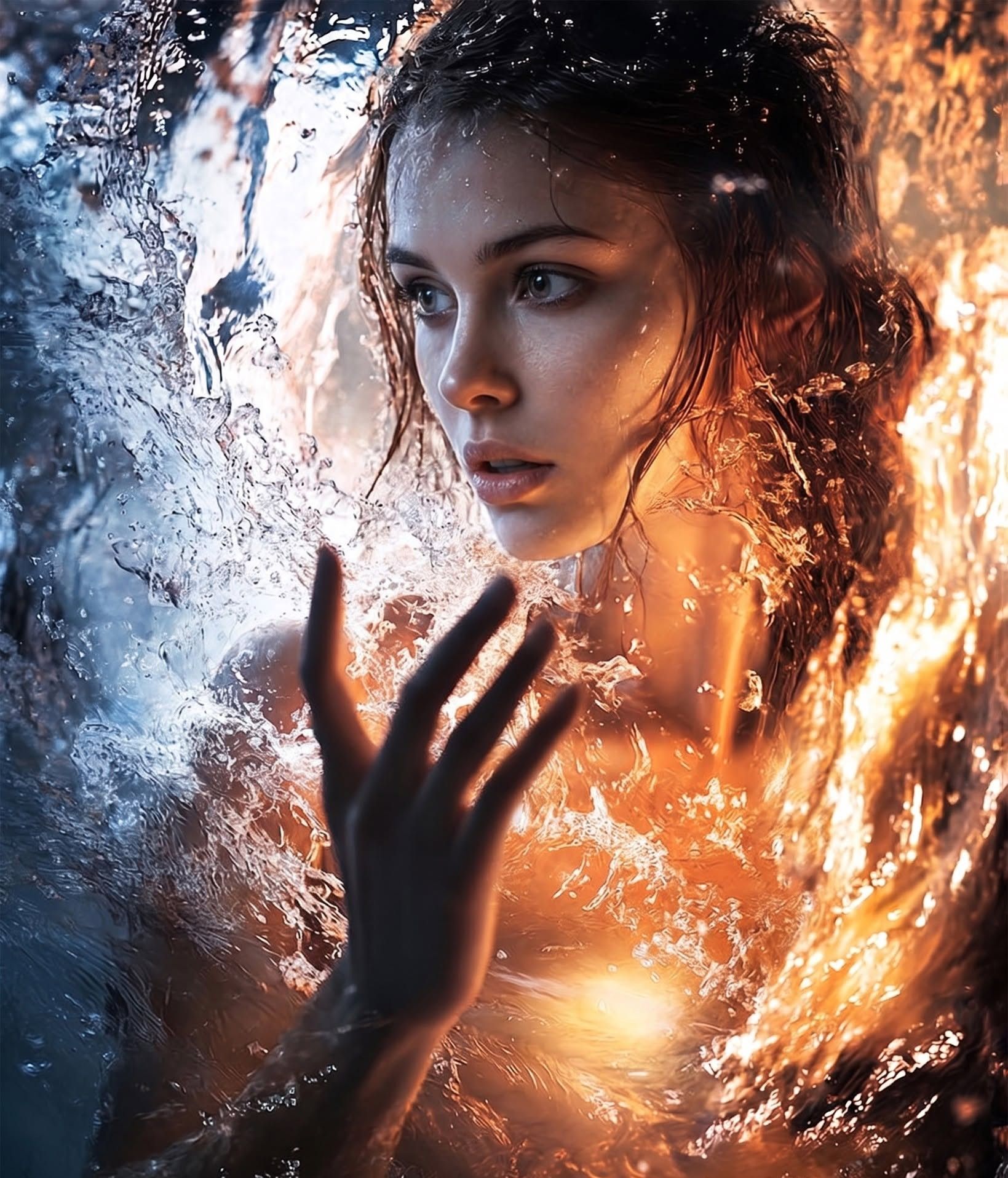 Ethereal Woman of Fire and Water
