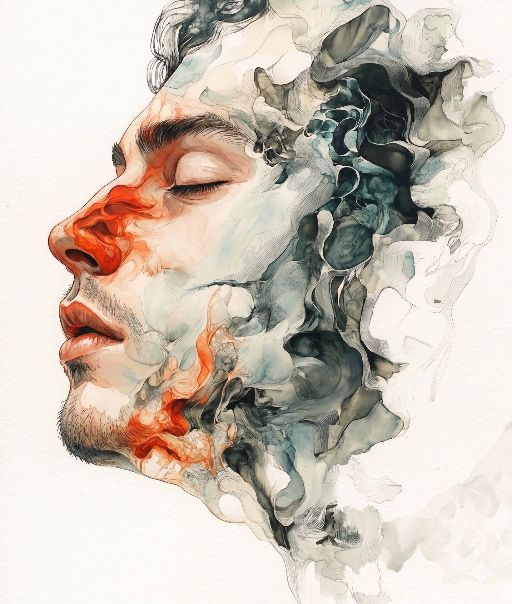 Surreal Dissolving Ink Portrait
