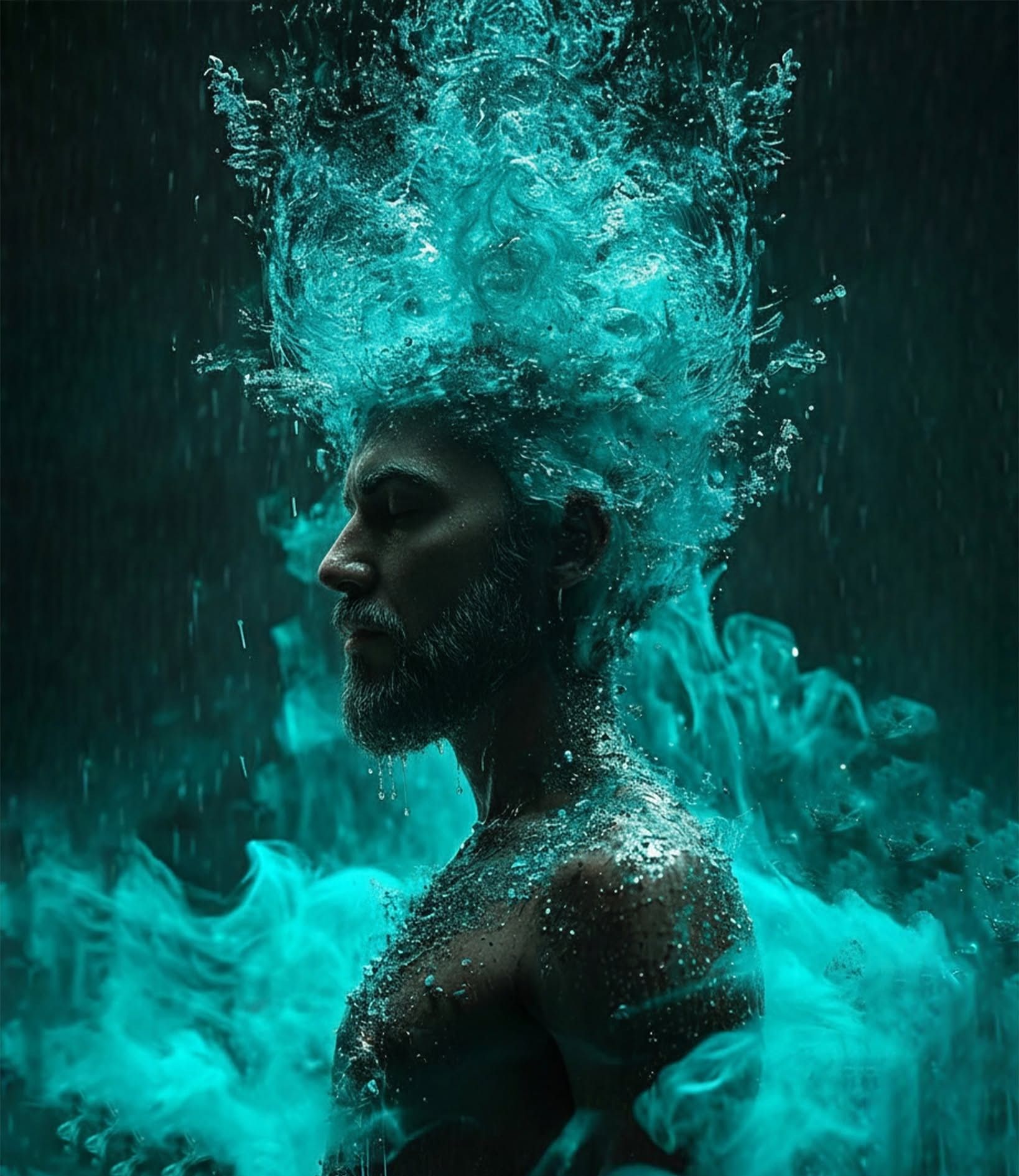 Surreal Turquoise Water Crown Emergence