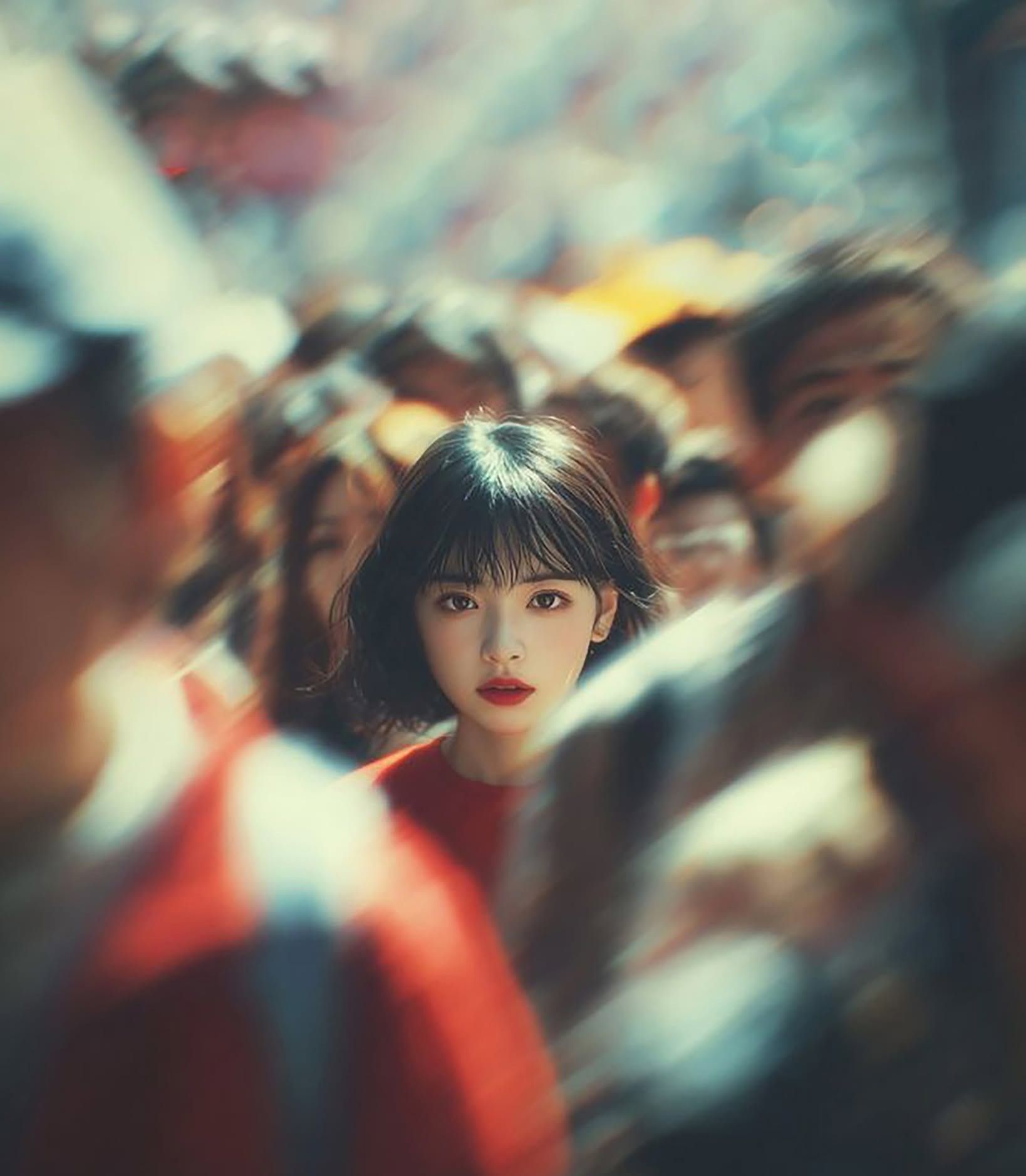 Cinematic Stillness: Red Amidst the Blur