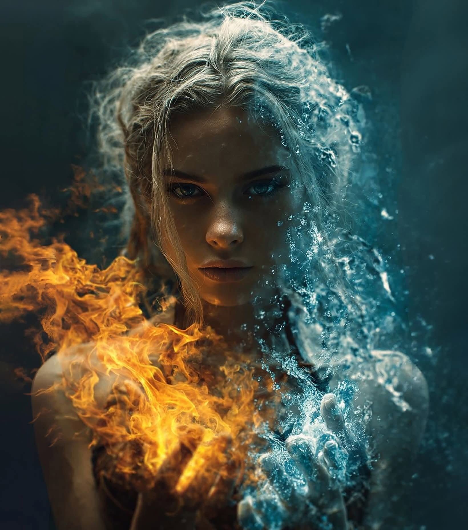 Elemental Duality: Fire-Ice Sorceress