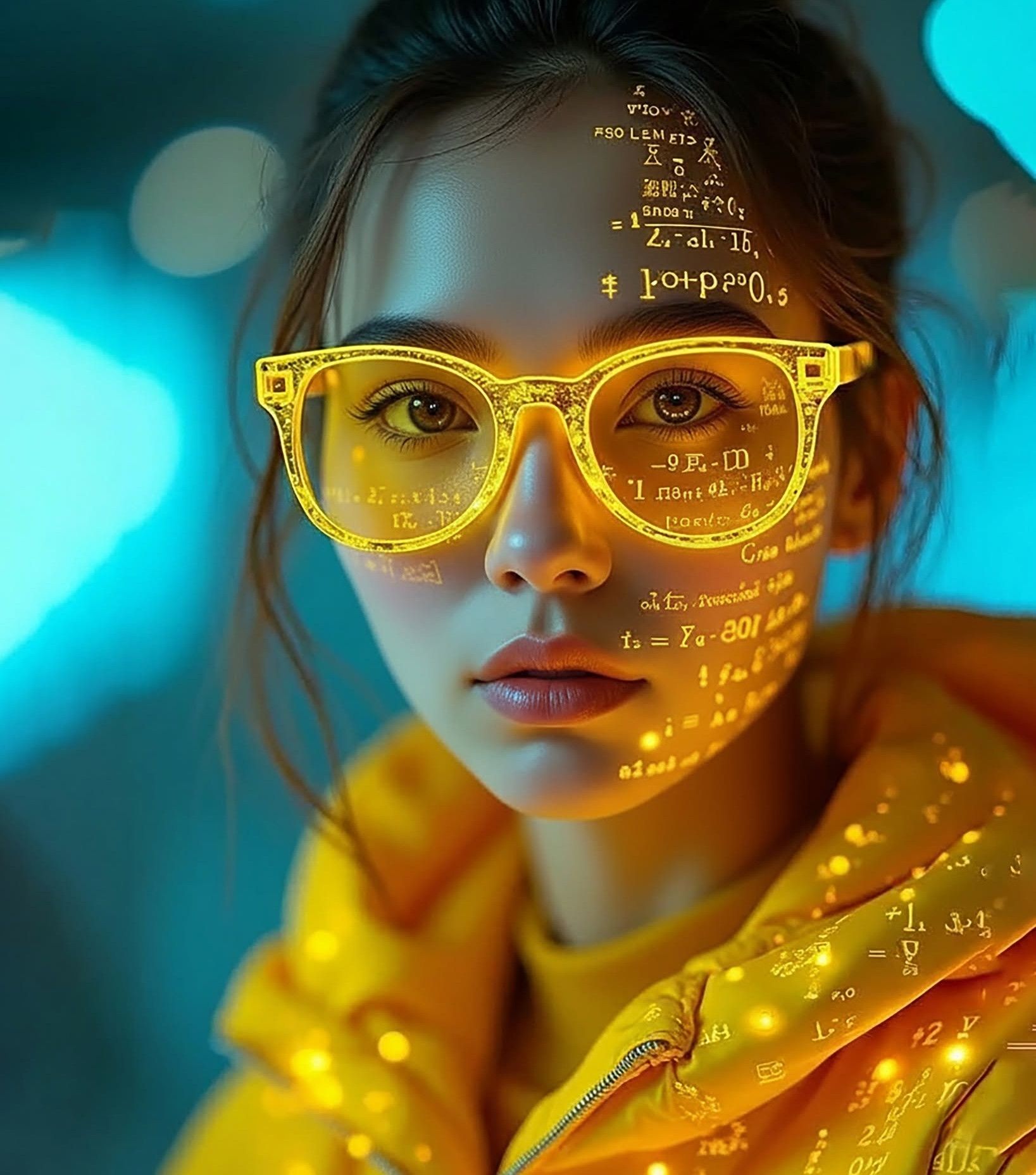 Holographic Neon Math Cyber Portrait