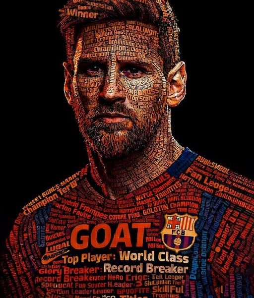 Messi GOAT Typography Portrait