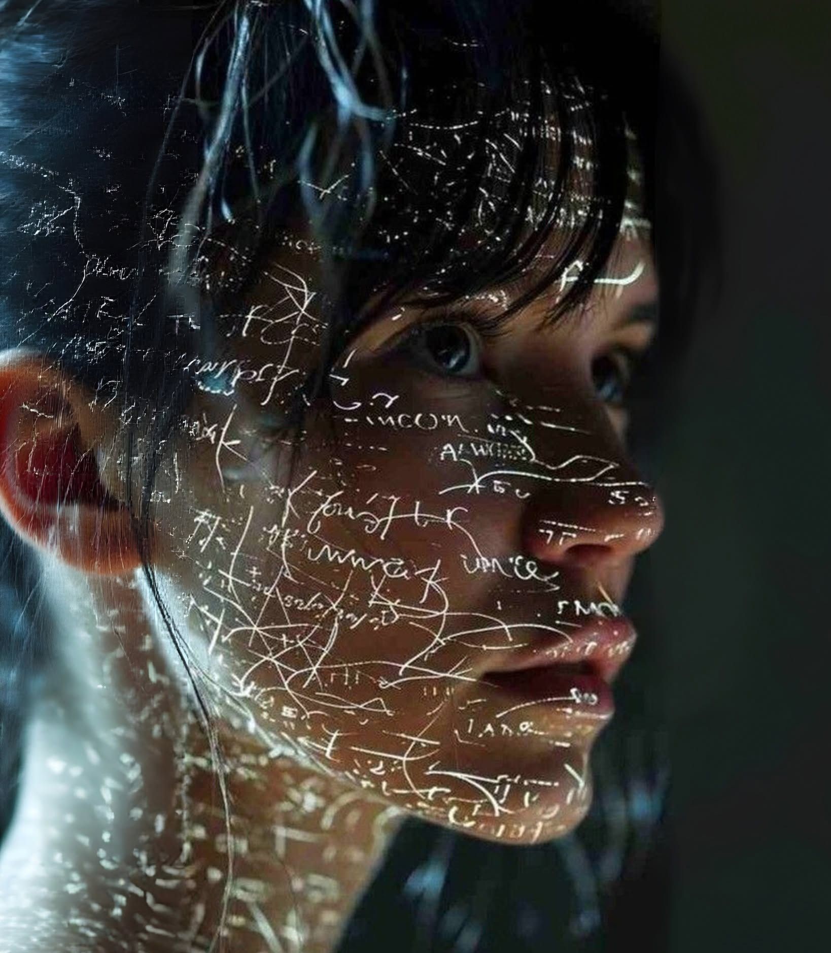 Cyberpunk Equation Hologram Portrait