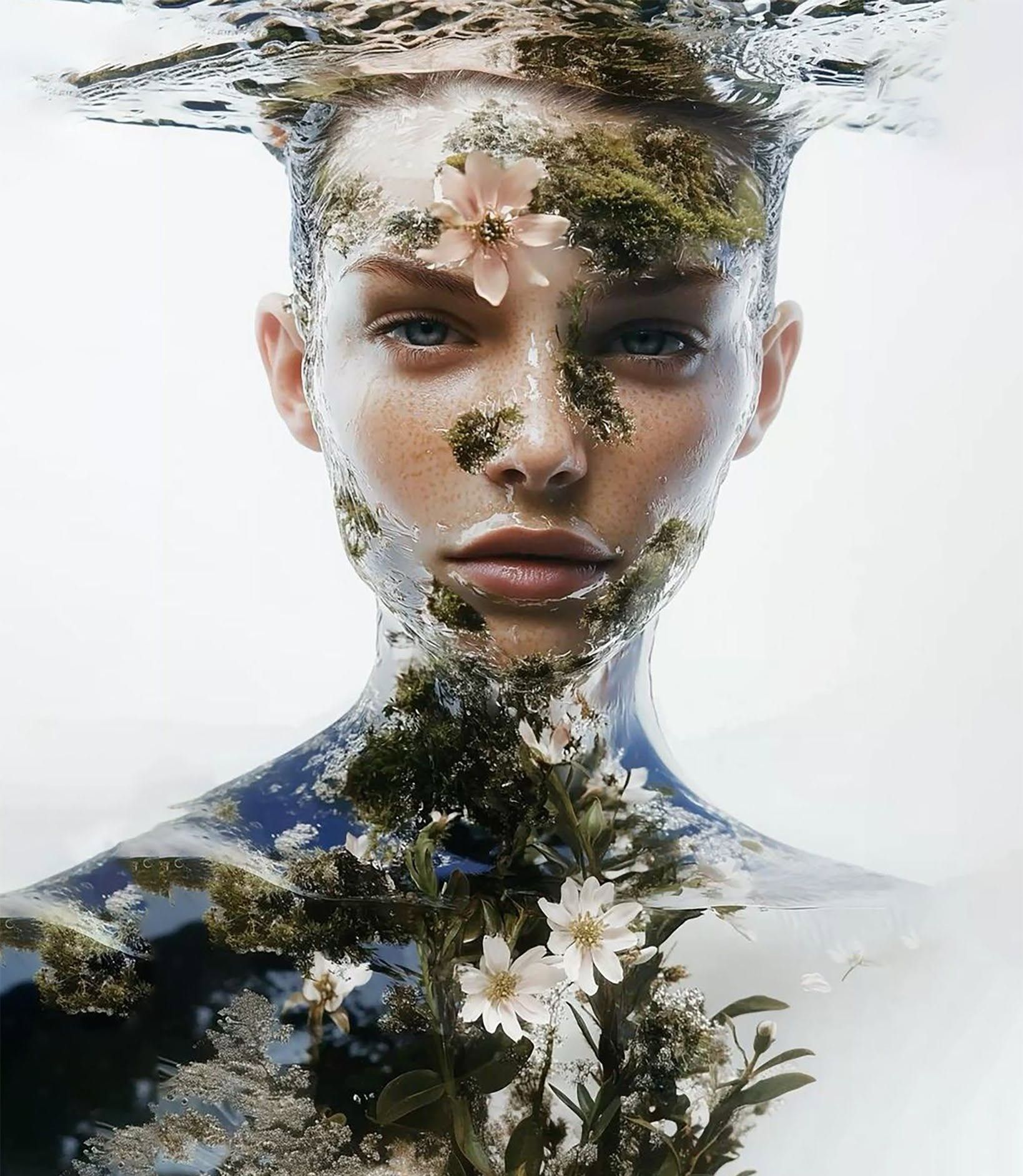 Liquid Glass Nature Bloom Portrait