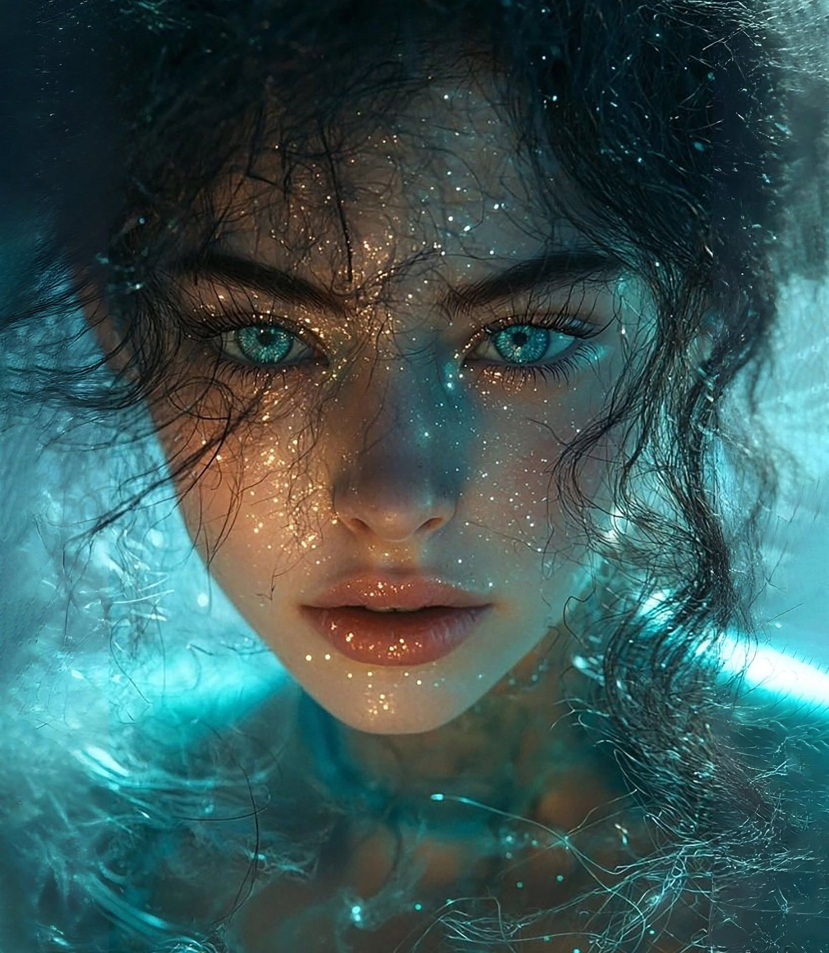 Turquoise Ice Goddess Portrait