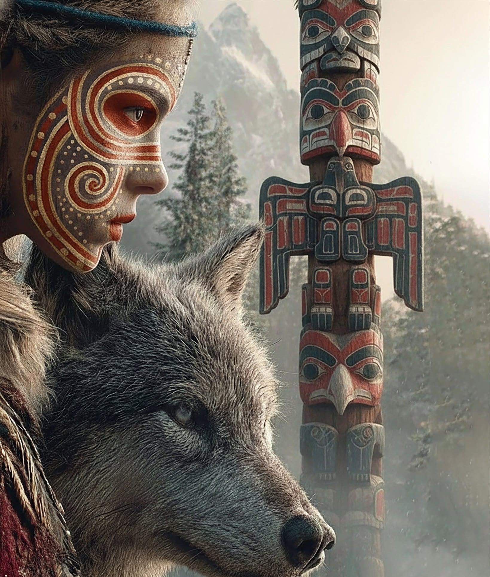 Ancestral Guardian: Woman, Wolf, Totem