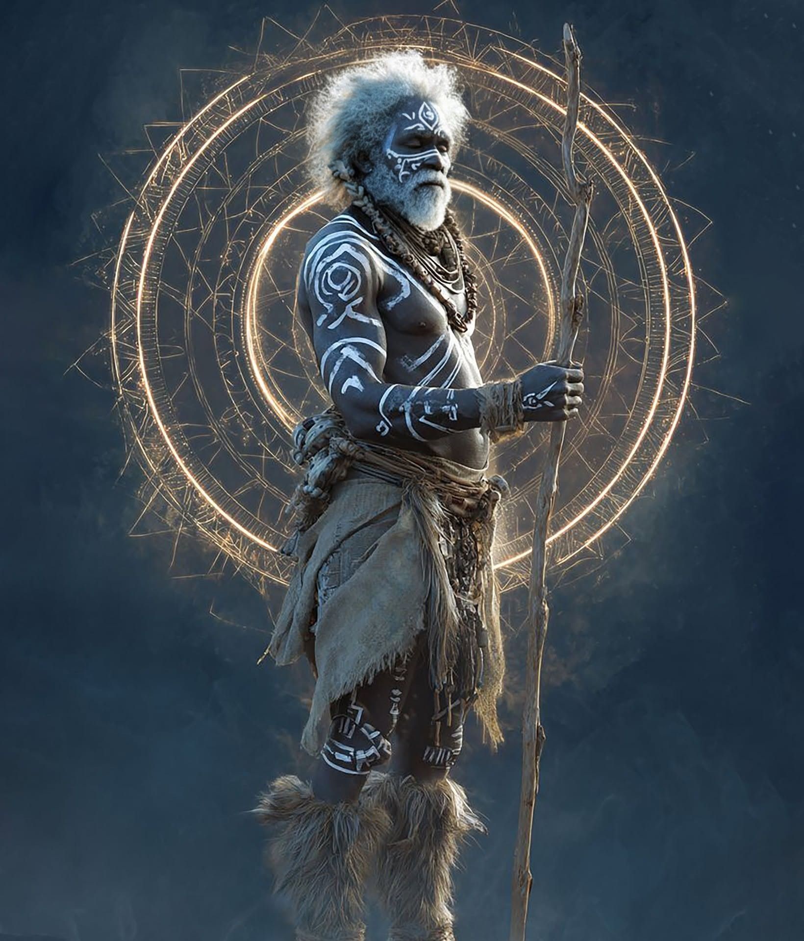 Ancient Sage Warrior: Sacred Halo Glow