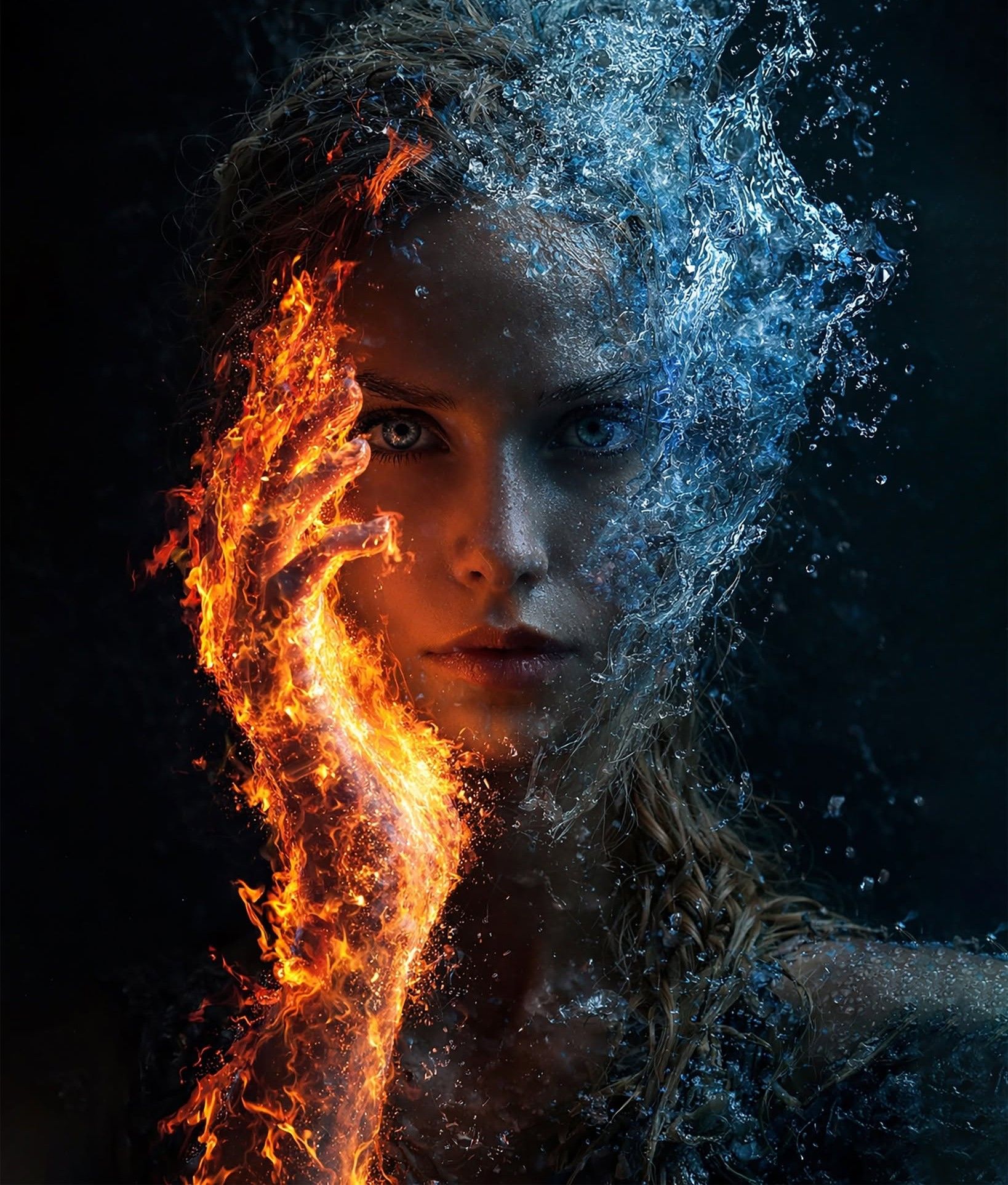 Cinematic Elemental Duality Portrait