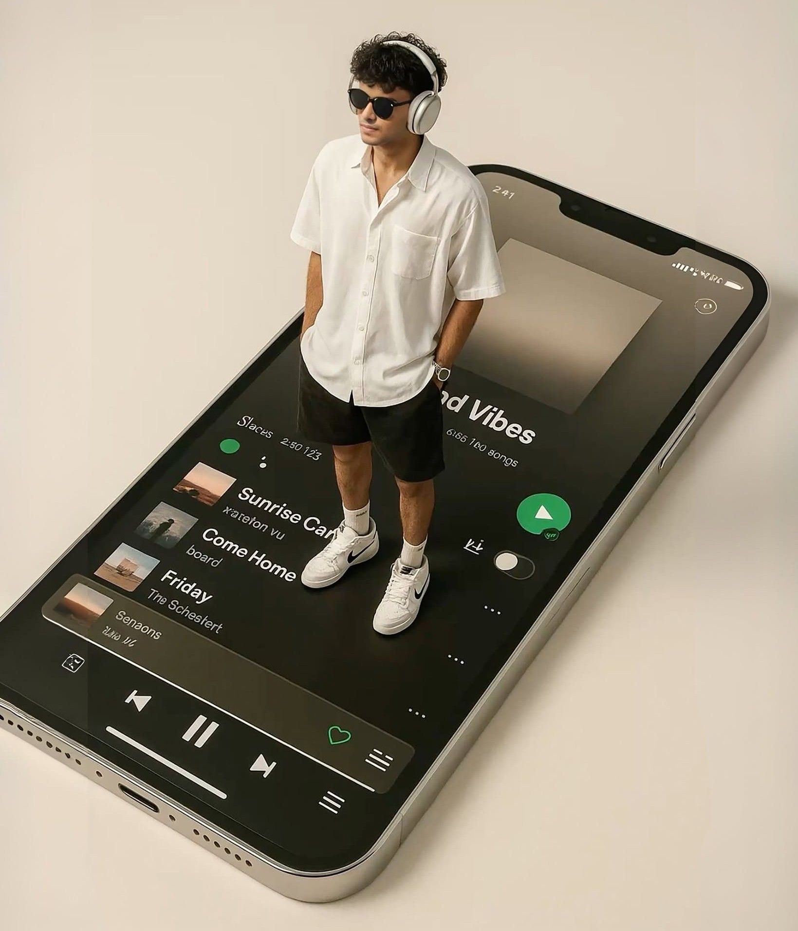 Surreal Man on Giant Music Phone