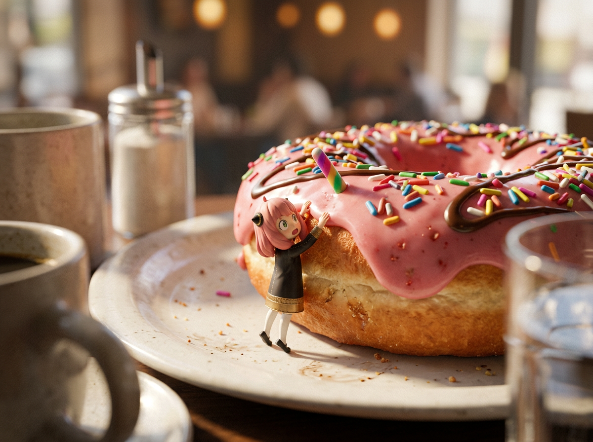 Anya Forger Climbing a Gigantic Donut