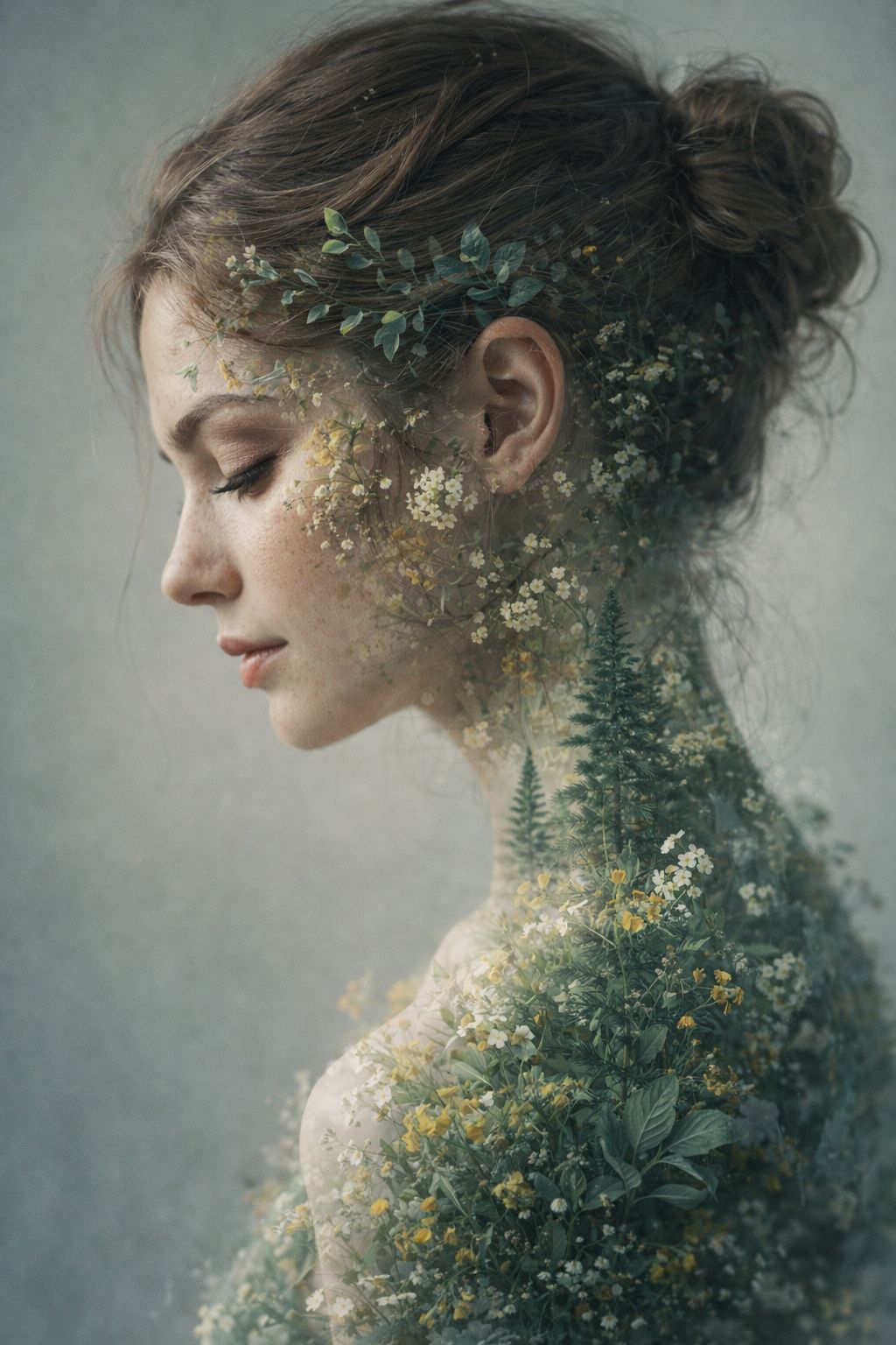Botanical Soul in Ghostly Silhouette