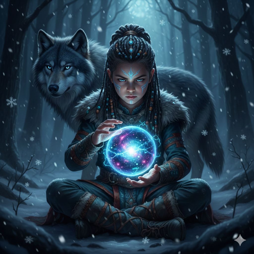 The Mystic Child and the Shadow Wolf